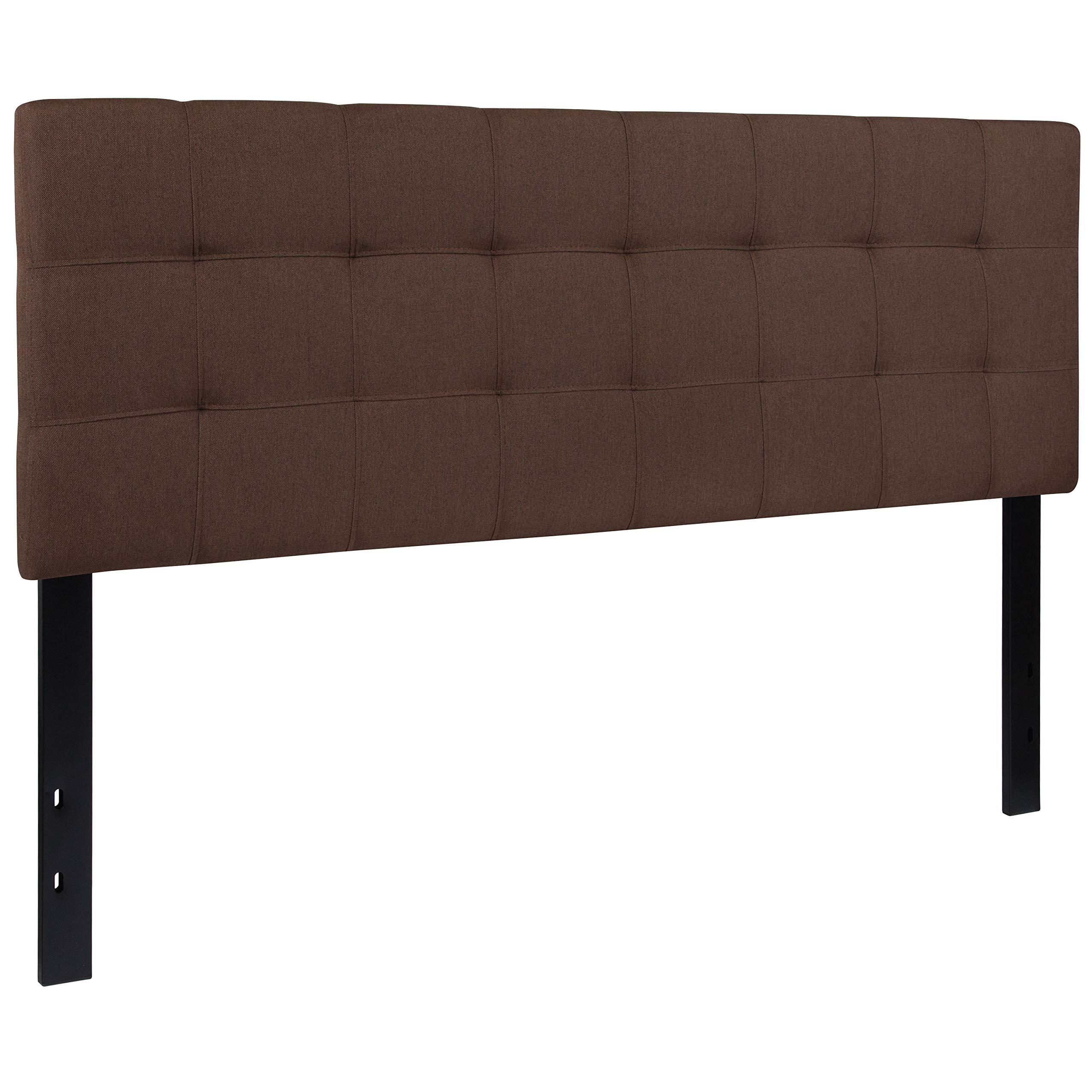 Quilted Tufted Queen Size Headboard - Dark Brown Upholstered Fabric Headboard for Bedroom, Elegant Bed Frame Accent for Master Bedroom Decor