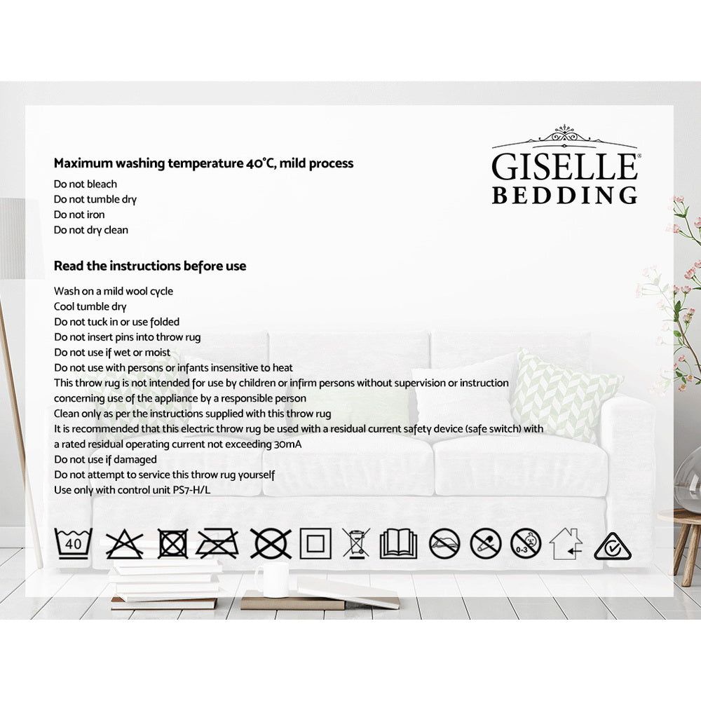 Giselle Electric Heated Blanket - Soft Fleece Throw Rug in Red - Perfect for Cozy Winter Nights, Bedroom, and Living Room Use