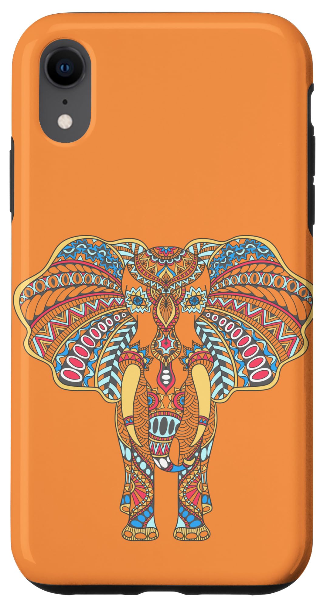 Colorful Symmetrical Elephant Lovers Case for iPhone XR - Cute Protective Phone Cover with Artistic Design, Perfect for Animal Lovers, Nature Enthusiasts & Unique Style Seekers
