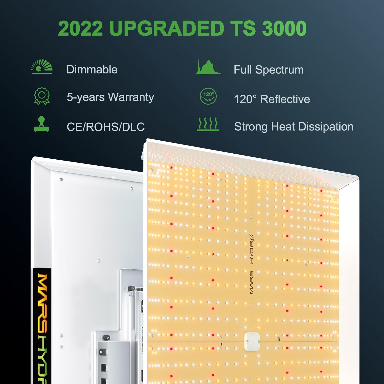 Mars Hydro TS 3000 Full Spectrum LED Grow Light for Indoor Plants - High Efficiency Hydroponic Lighting System for Vegetables, Flowers & Cannabis Cultivation | Perfect for Grow Tents, Greenhouses & Home Gardens