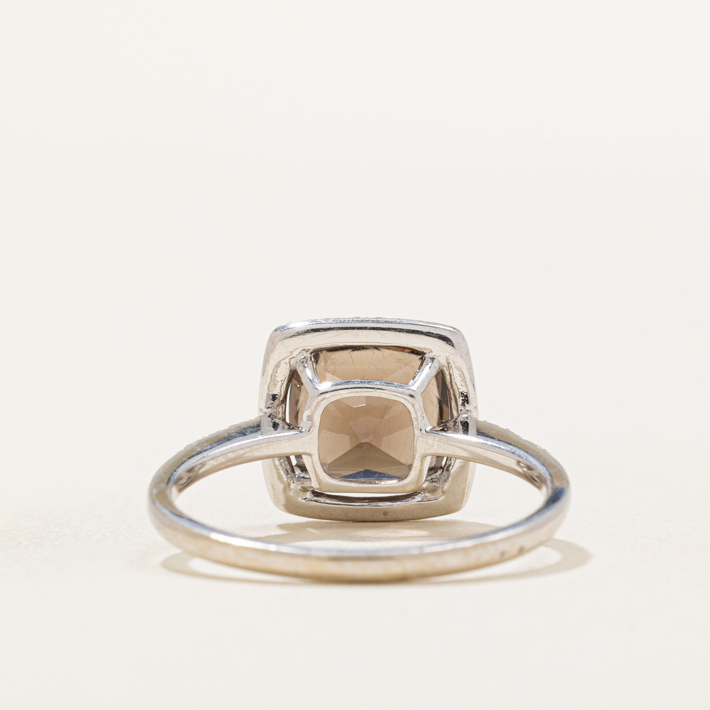 Smoky Quartz & Diamond Halo Ring - 1.70ct Center Stone with 0.07ctw Diamond Accents - Size 7.25 - Elegant Engagement, Wedding & Anniversary Jewelry Gift