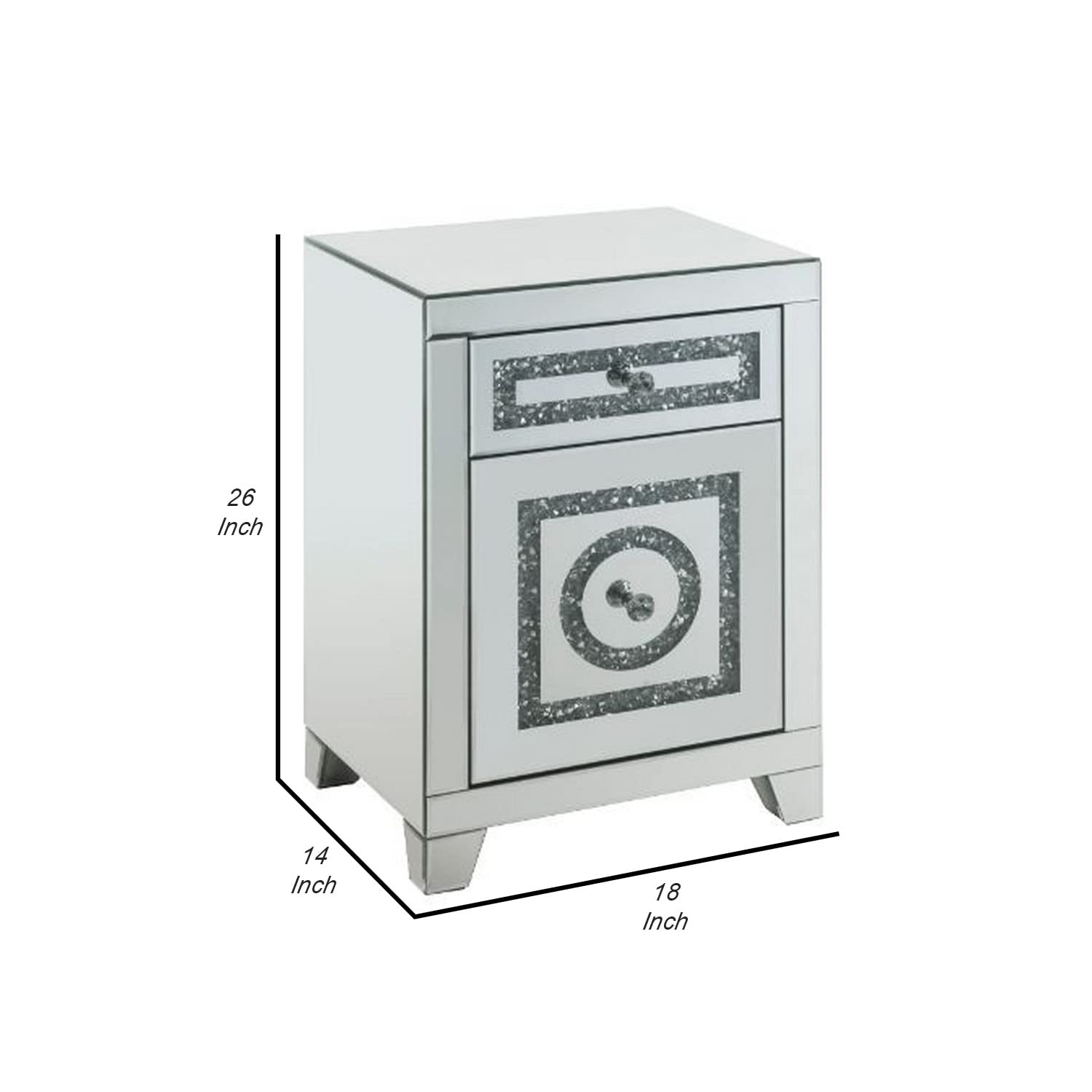 Benjara White Accent Table with 2 Storage Drawers & Safety Top - Modern Side Table for Living Room, Bedroom or Office - Perfect for Home Decor & Small Space Organization