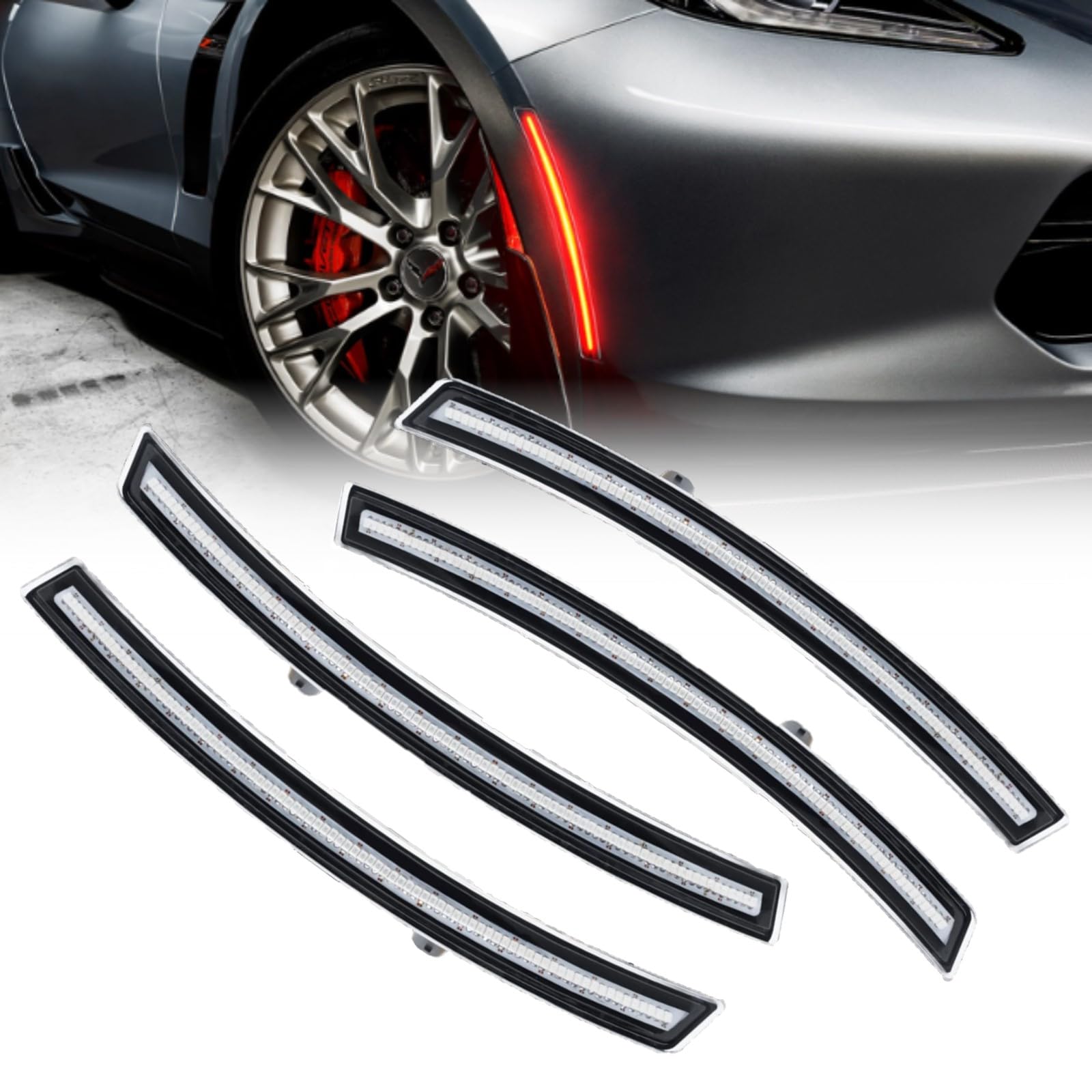 ORACLE Lighting 2392-019 Set of 4 Clear Lens SMD LED Sidemarker Lights - Front & Rear Replacement for 2014-2019 C7 Corvette | OEM Fit, Bright Visibility for Night Driving & Enhanced Style