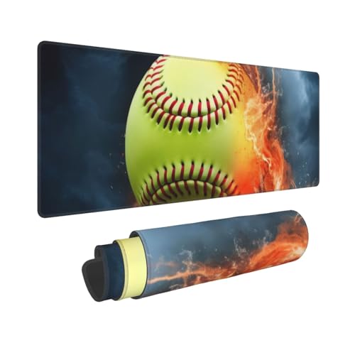 Orange Softball Baseball On Fire And Water