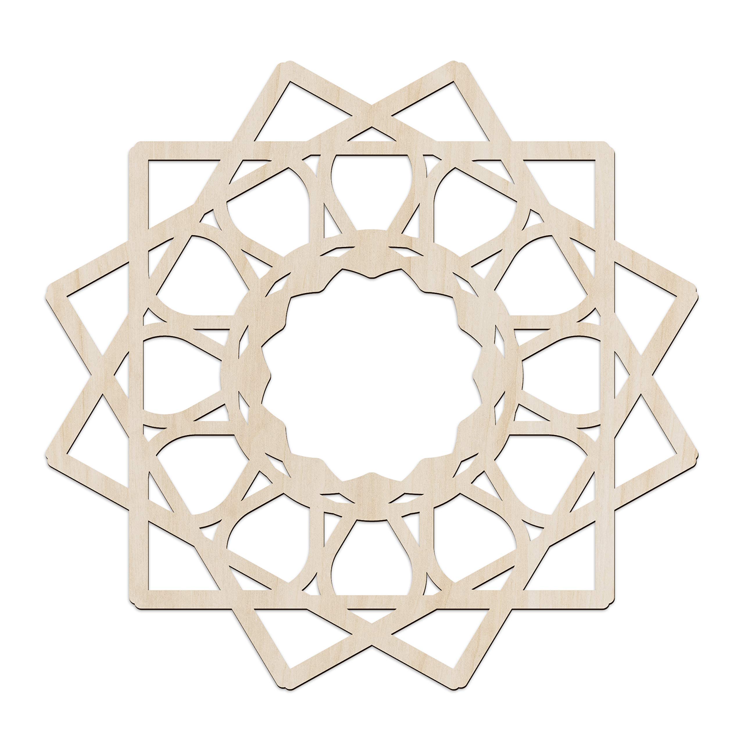 Ambesonne Mandala Wooden Wall Art - Floral Star Motif, Oriental Culture Themed Birch Wood Plywood Decor - Rustic Home Accent for Hallway, Bedroom, Living Room, Cafe & Office - 11.4