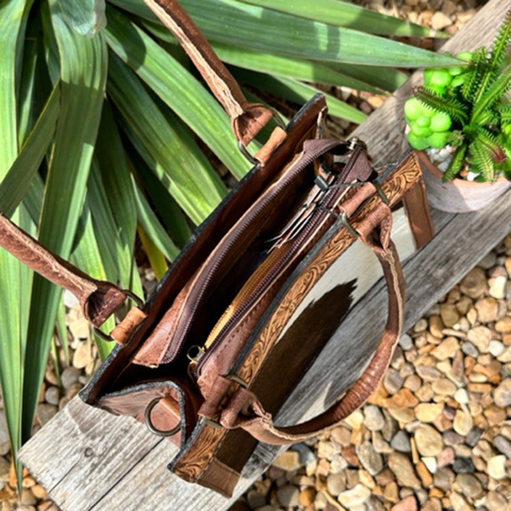 American Darling Genuine Cowhide Tooled Leather Handbag for Women - Vintage Western Style Purse for Everyday Use, Date Nights & Special Occasions