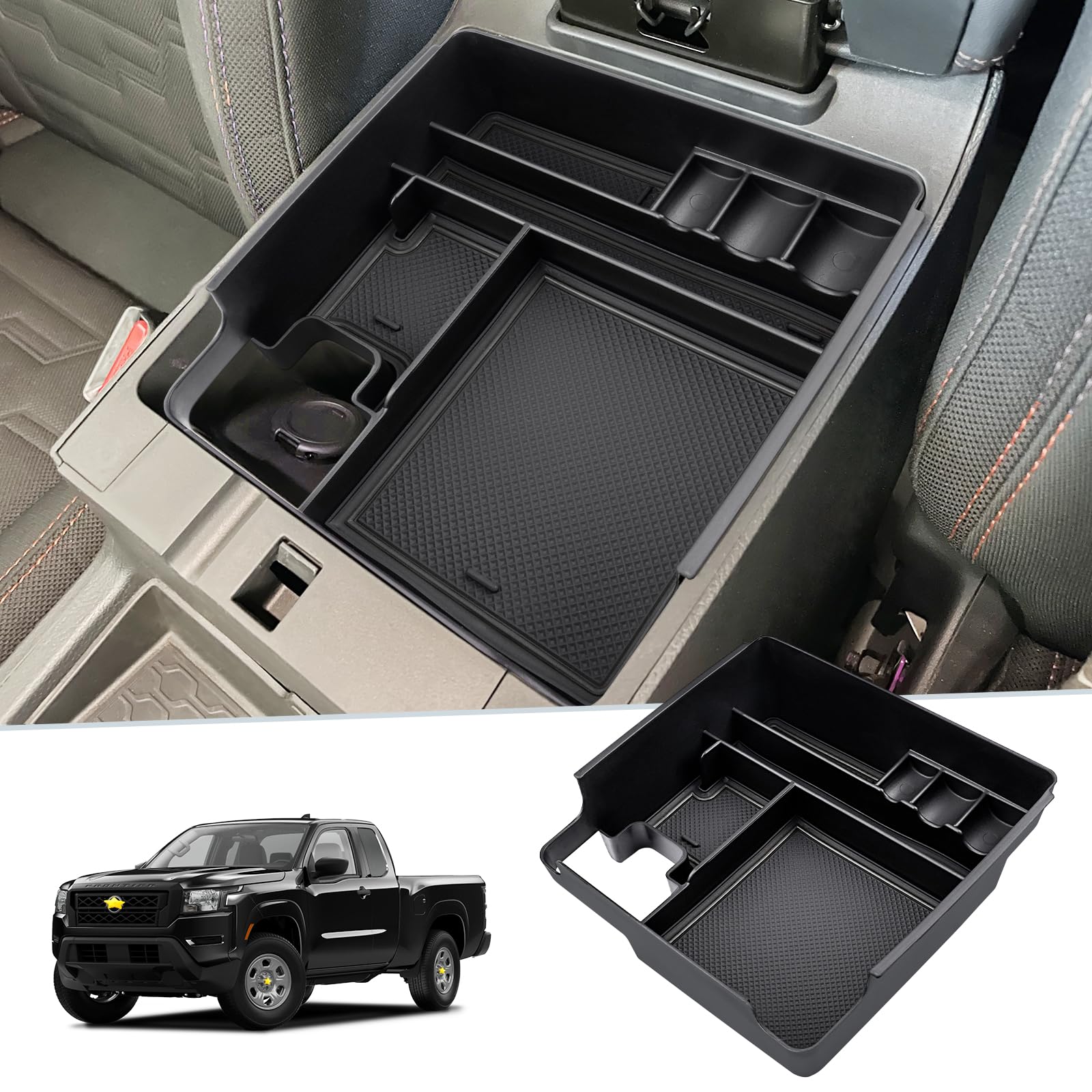 2022-2025 Nissan Frontier Center Console Organizer Tray - Custom Fit Accessory for Frontier S/SV/Midnight Edition/Pro-X/Pro-4X - Perfect for Road Trips & Daily Commute