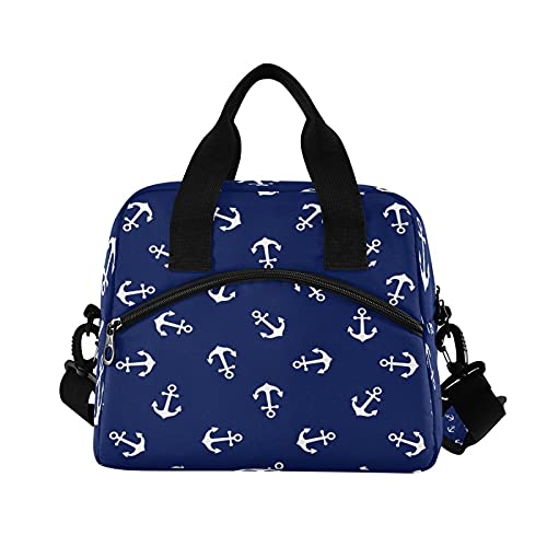 Insulated Lunch Bag with Adjustable Shoulder Strap - Large Reusable Cooler Tote for Work, School & Picnic | Nautical Ocean Theme Lunch Box for Men, Women & Kids | Perfect for Office, Beach & Outdoor Activities