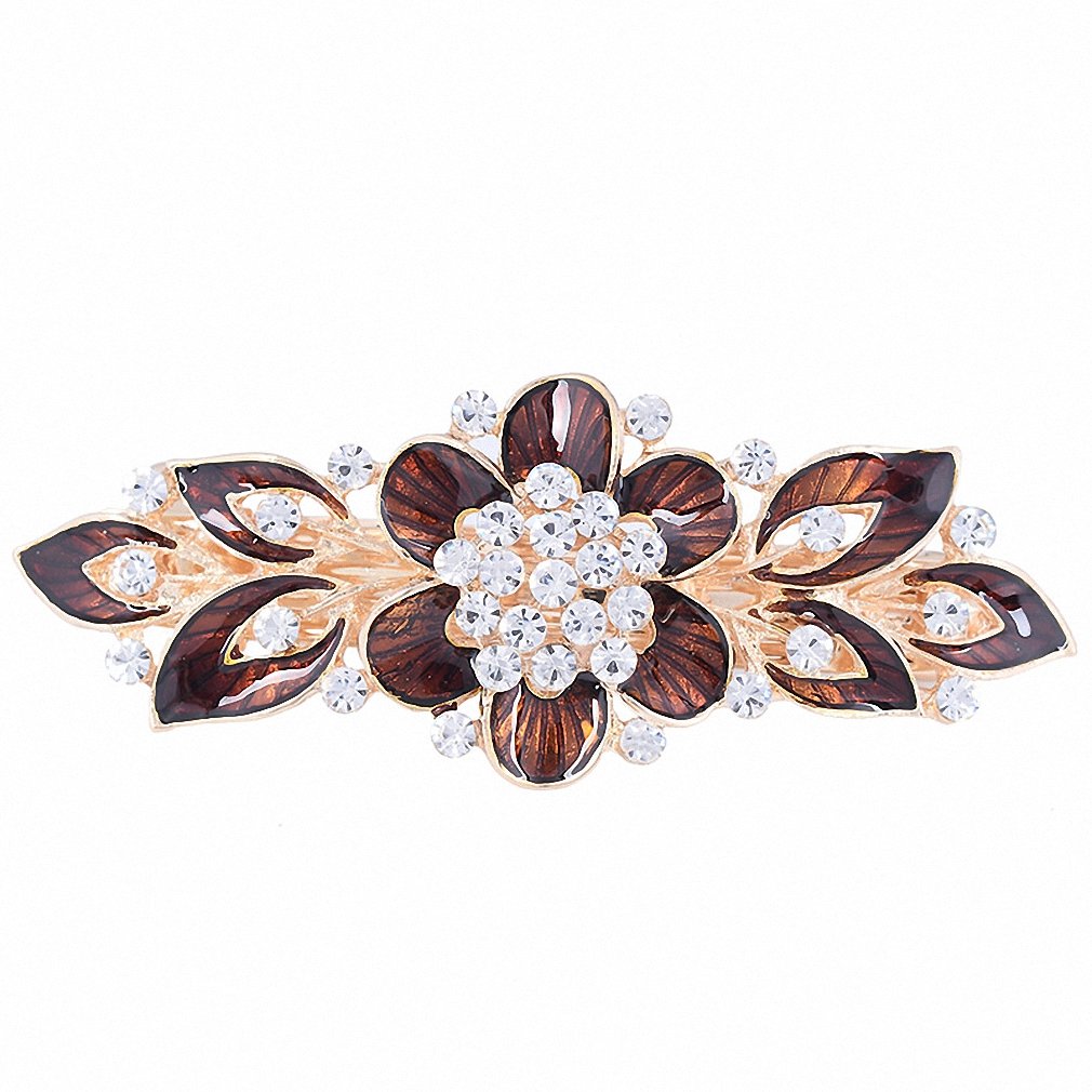 Giwotu Women's Barrettes - Colorful Enamel Flower Hair Clips with Crystal Rhinestones, Fashion Hair Accessories for Women & Girls | Perfect for Weddings, Parties, and Everyday Style
