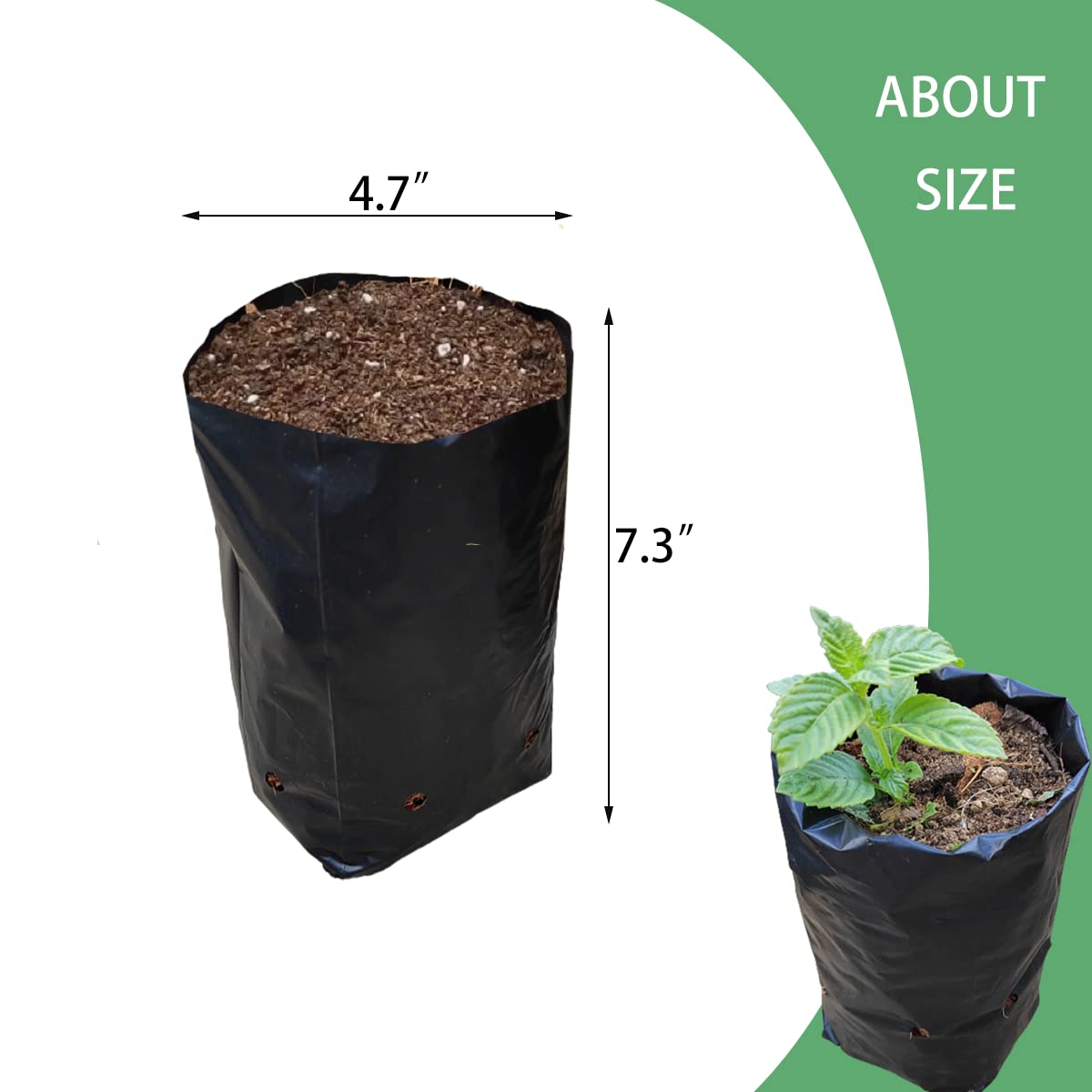 100 Pcs Plant Nursery Bags - 4.7