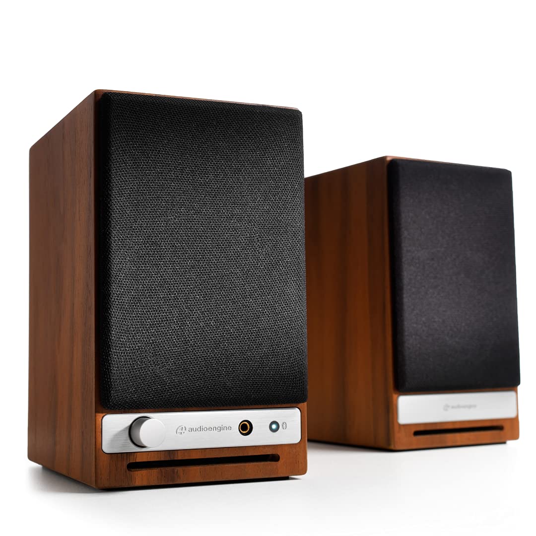 Audioengine HD3 Wireless Bluetooth Speakers - 60W Powered Desktop Computer & Home Stereo System with aptX HD, AUX, USB, RCA, 24-bit DAC (Walnut, Pair) | Perfect for Home Office, Gaming & Music Listening
