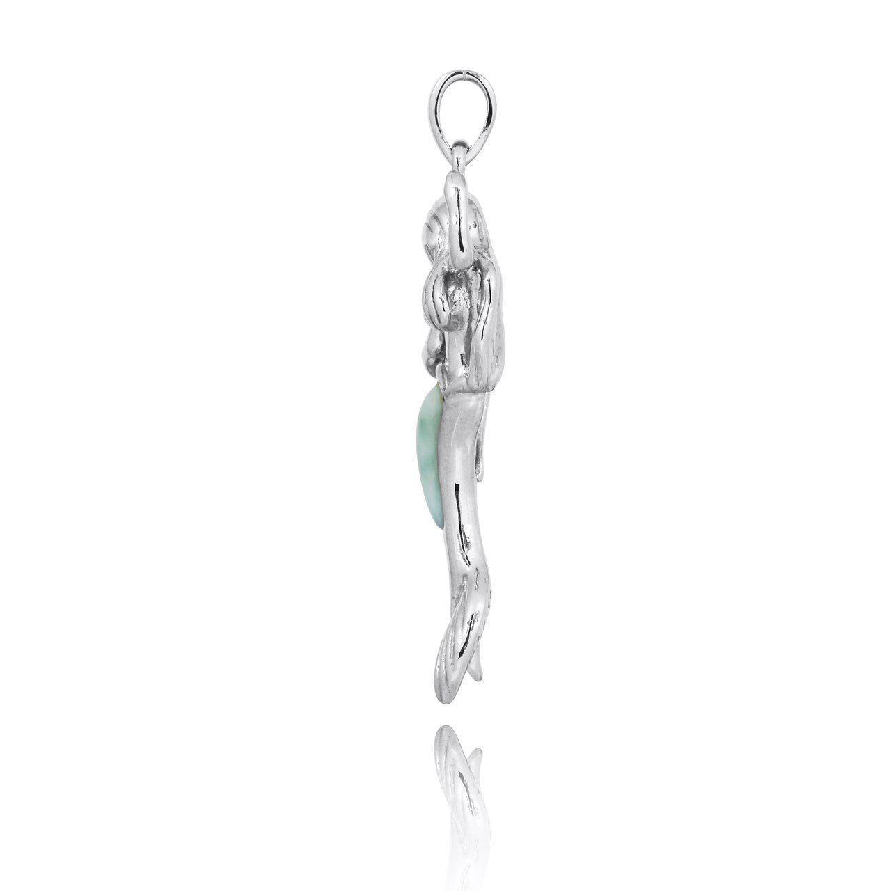 Larimar Mermaid Pendant Necklace - Handmade Sterling Silver Jewelry for Women - Perfect Gift for Beach Lovers & Mermaid Theme Parties