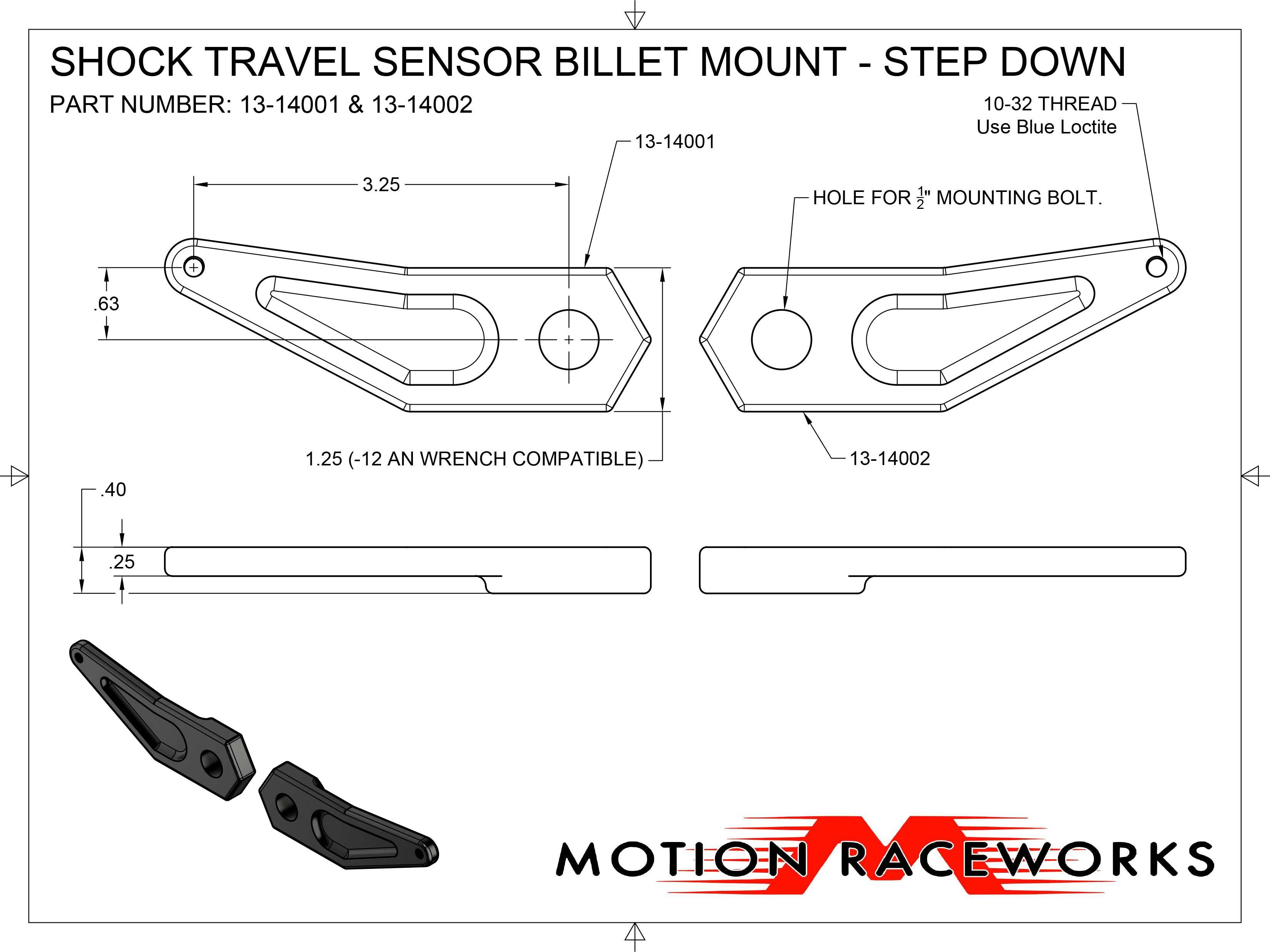 Billet Shock Travel Sensor Mount - Angled Right 13 14002 | Off-Road Vehicle Suspension Upgrade for Jeep & Truck Accessories