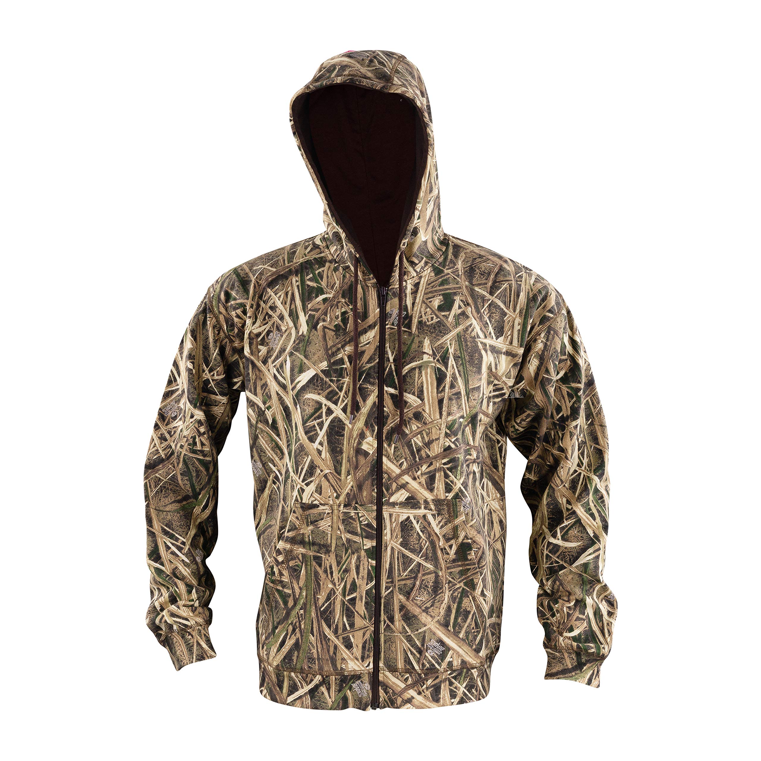 Men's Zip-Up Fleece Hoodie - Mossy Oak Shadow Grass Blades Camo Print | Warm Winter Jacket for Outdoor Hunting & Casual Wear