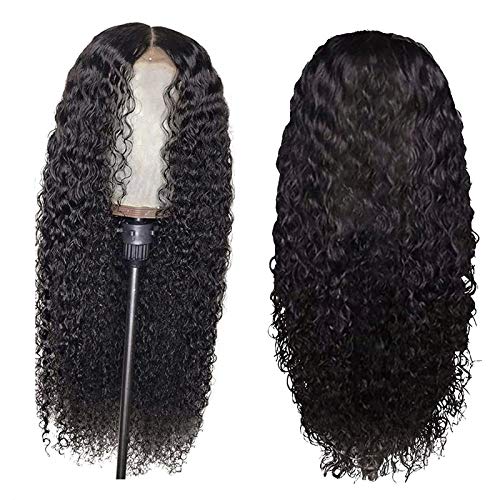 24in Black Water Wave Long Curly Hair Wigs for Women - Gradient Parting Natural Looking Synthetic Wig | Perfect for Cosplay, Daily Wear & Special Occasions