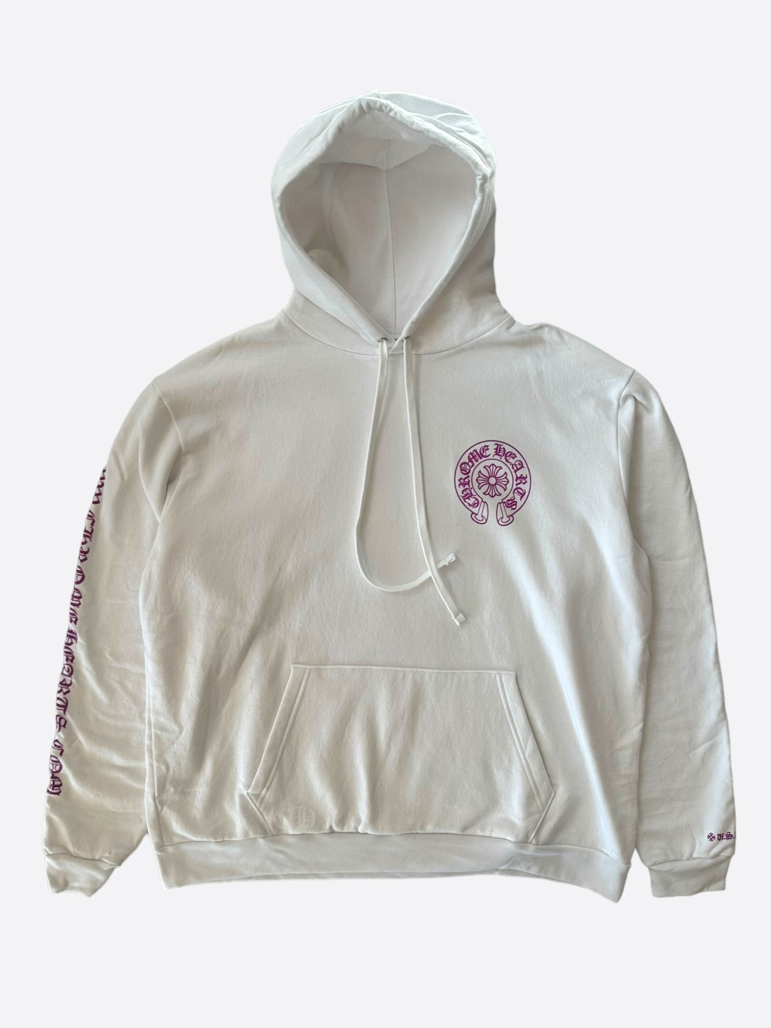Chrome Hearts White & Pink Glitter Horseshoe Logo Hoodie - Stylish Streetwear for Men & Women | Perfect for Casual Outfits, Concerts, and Fashion Events