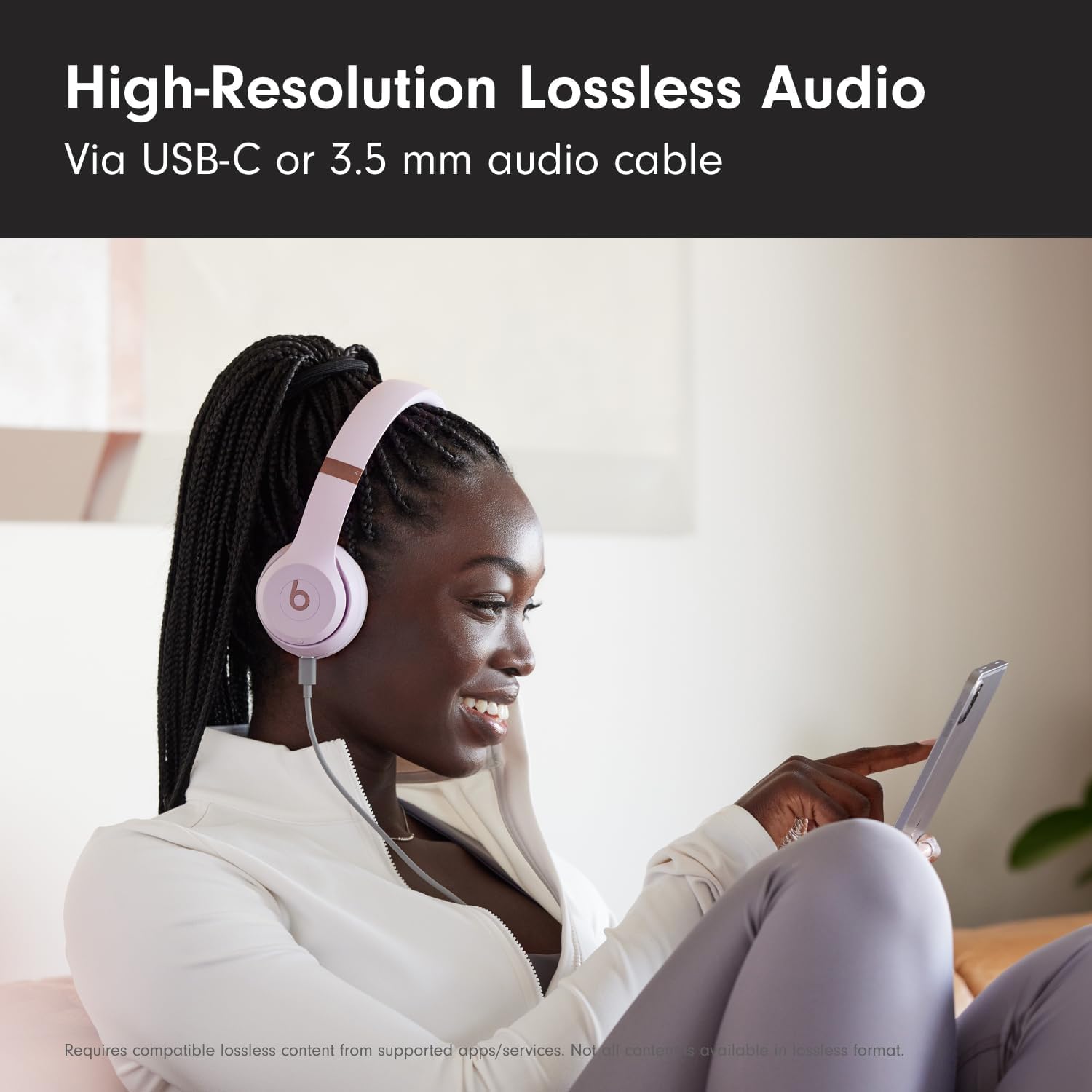Beats Solo 4 Wireless Bluetooth On-Ear Headphones - Premium Renewed in Cloud Pink | Noise Cancelling for Commuting, Workouts & Travel