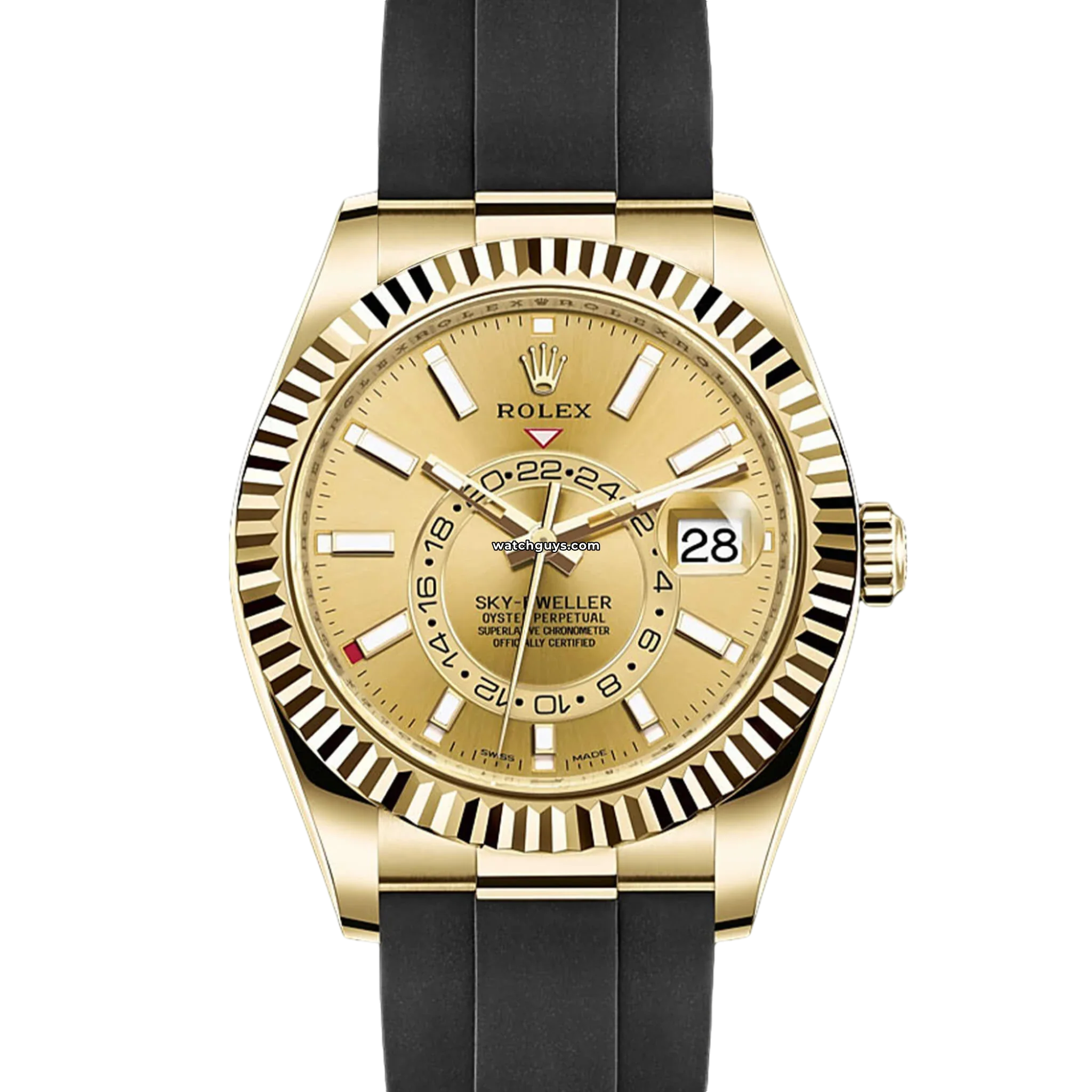 Rolex Sky-Dweller 326238 Champagne Dial Oysterflex Bracelet Men's Luxury Watch - Perfect for Business, Travel & Special Occasions