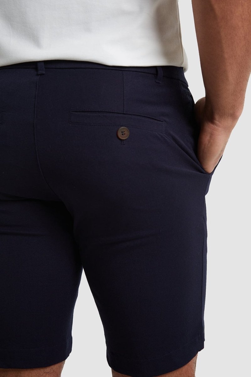 Men's Athletic Fit Chino Shorts in Navy Blue - Comfortable Casual Wear for Summer Outings & Gym Sessions