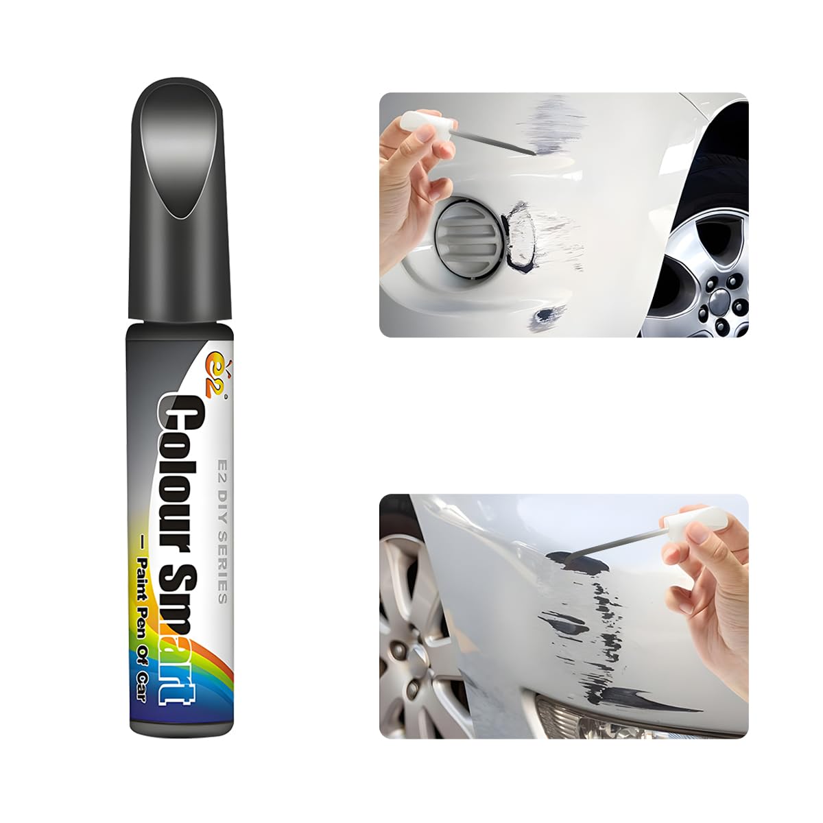 BESULEN 2-in-1 Car Touch Up Paint Pen - Auto Scratch Repair Kit for Minor Scratches & Chips, Waterproof Quick Fix (0.4 oz) - Perfect for DIY Car Maintenance, Parking Lot Scratches & Used Car Touch Ups