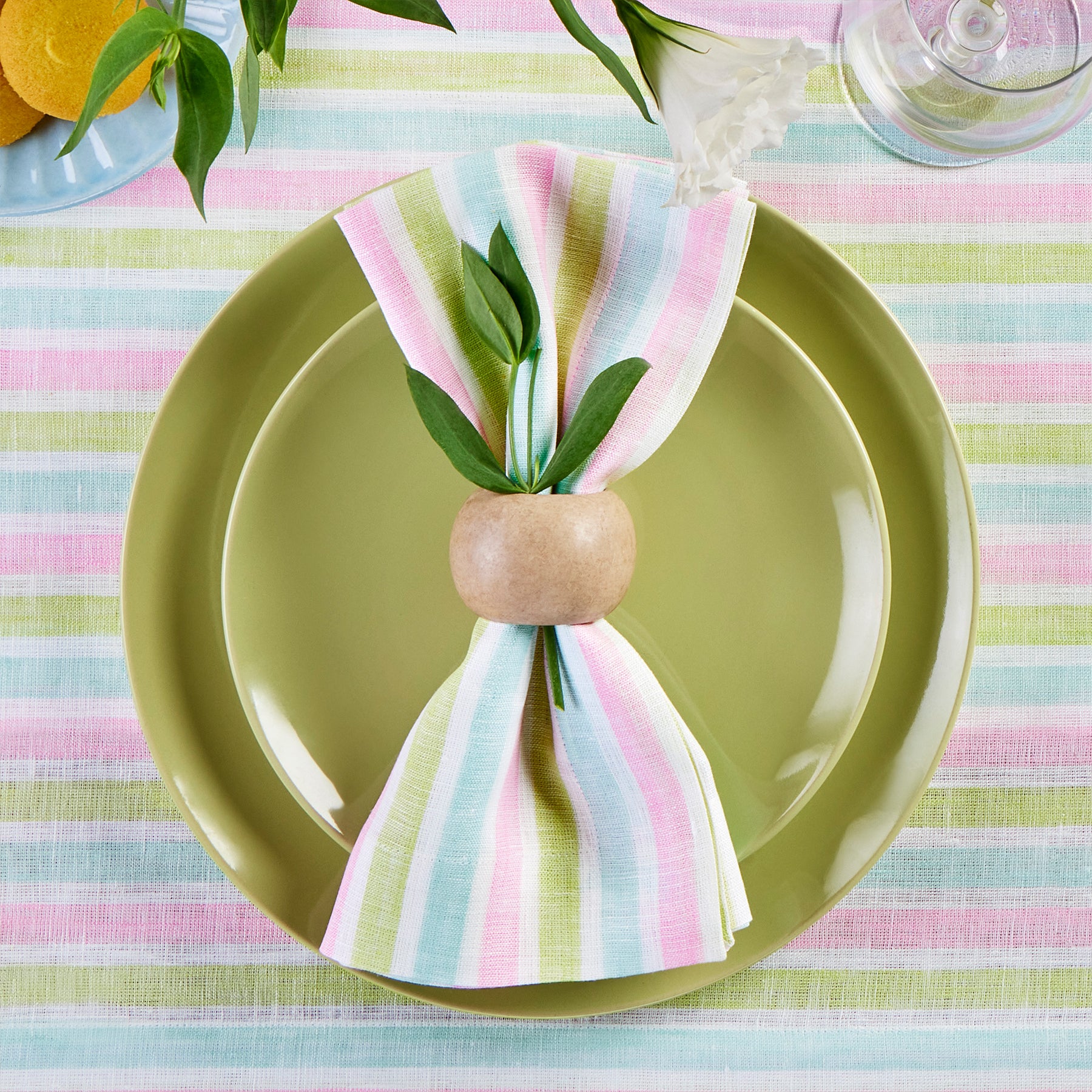 Premium Palm Beach Stripe Napkins - 100% Cotton Decorative Table Linens for Beach Weddings, Summer Parties & Coastal Dining Decor