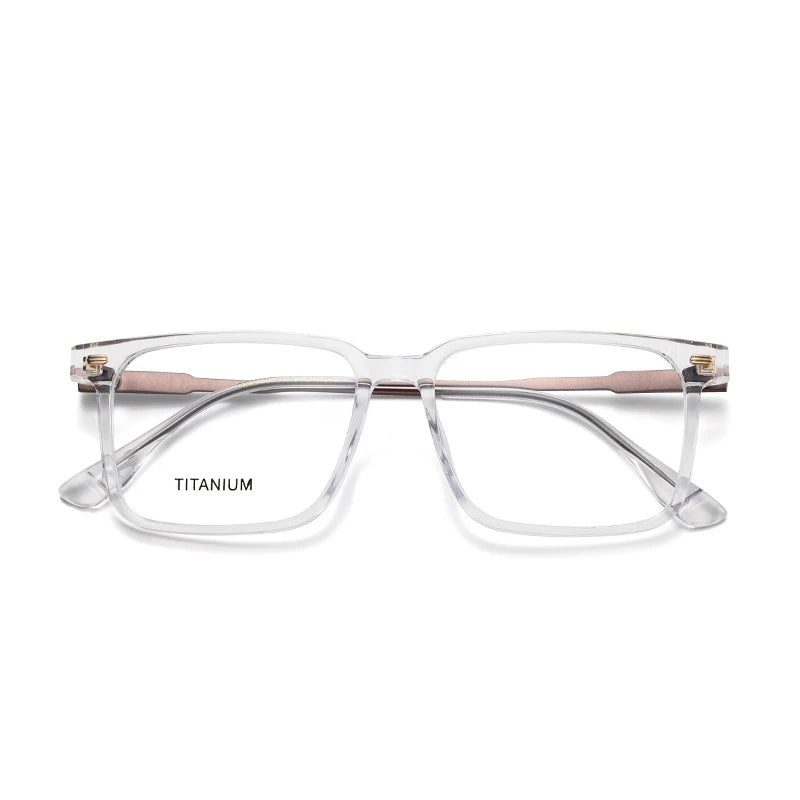 Aror Unisex Full Rim Square Acetate Titanium Eyeglasses 842194 - Lightweight Durable Frame for Men & Women - Perfect for Reading, Working & Daily Wear