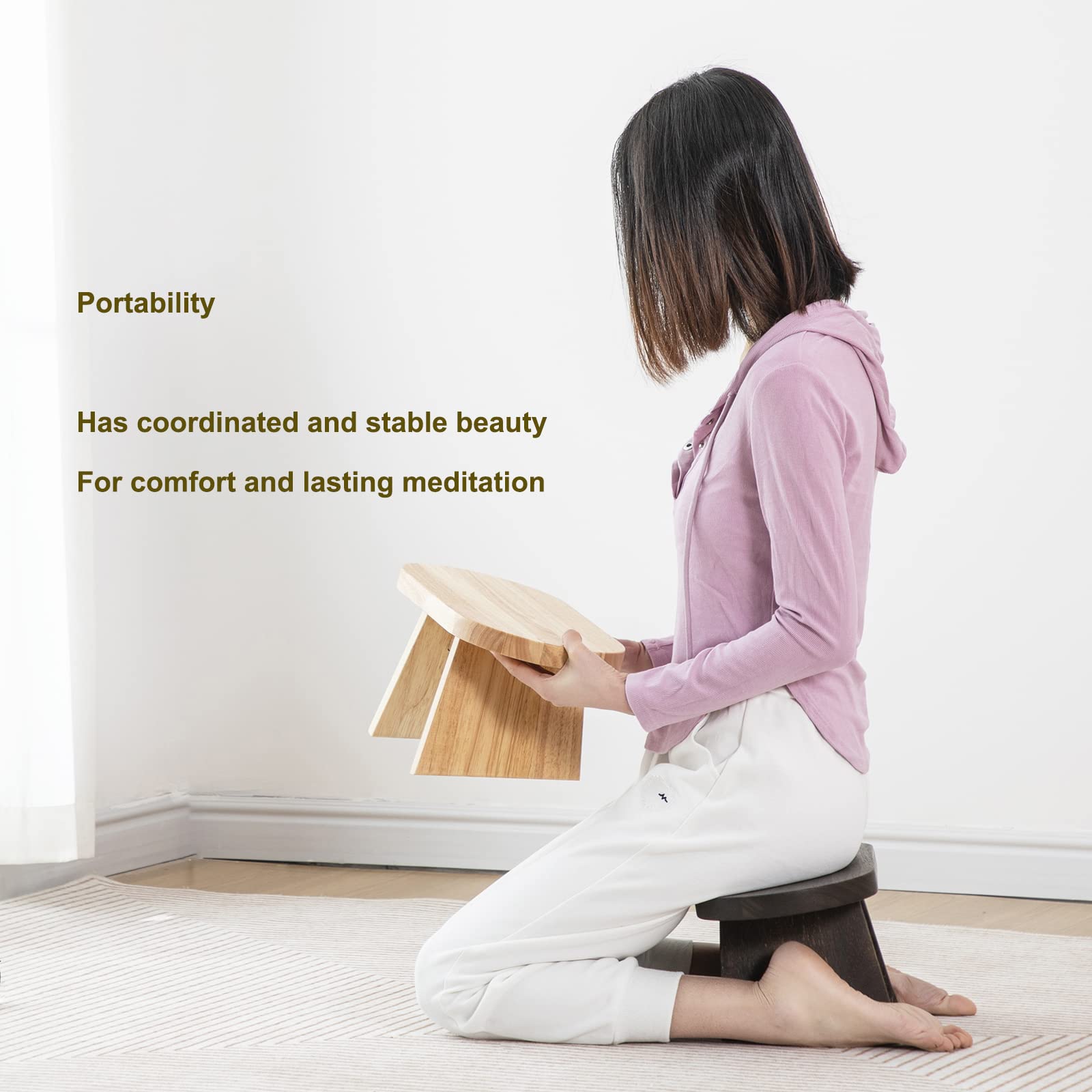 Handcrafted Wooden Meditation Bench - Stable Seiza Prayer Stool for Zen Yoga & Mindful Sitting at Home or Temple