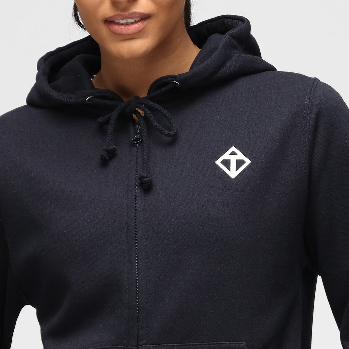 Navy Blue Diamond Pattern Women's Hoodie - Cozy & Stylish Pullover for Casual Wear, Lounge & Outdoor Activities