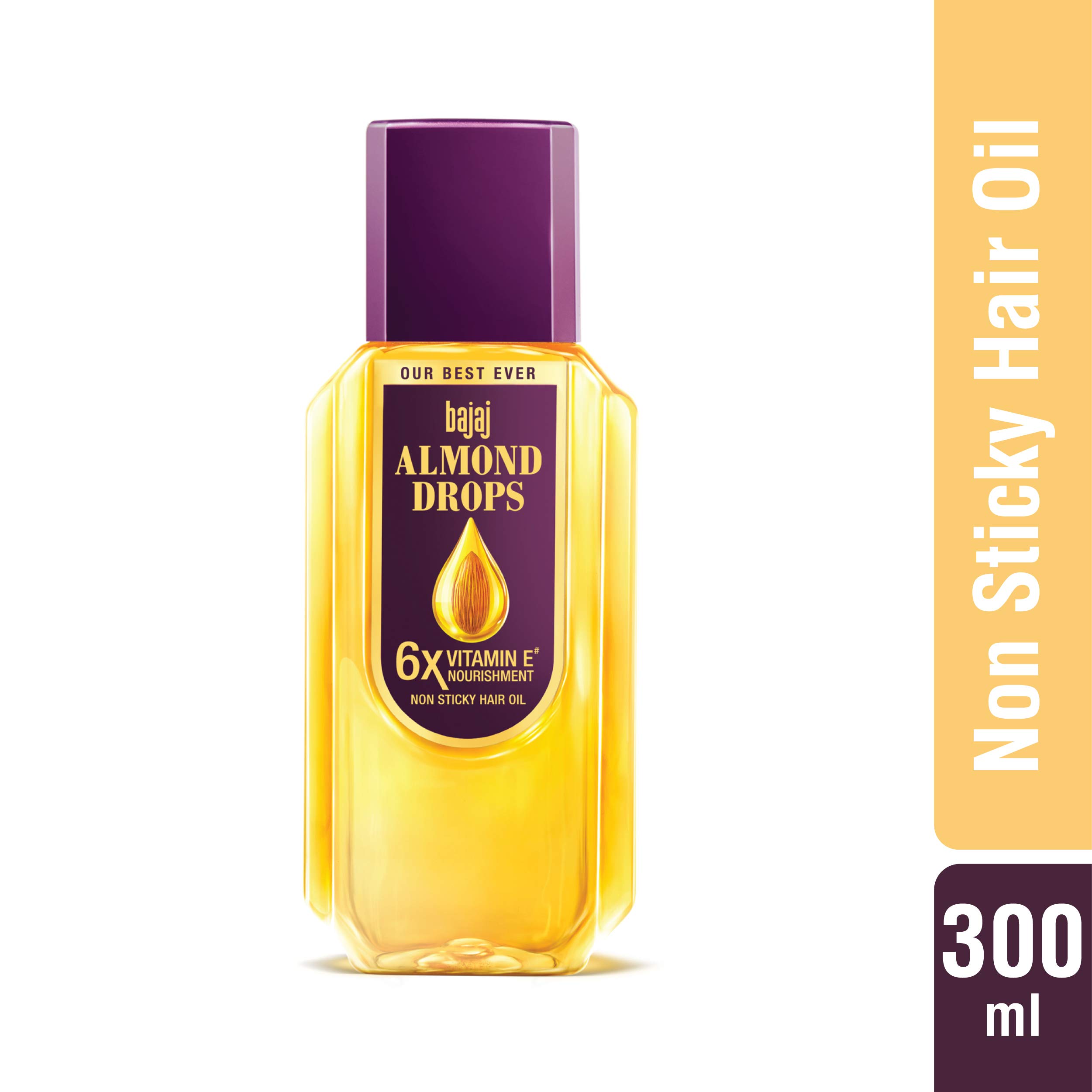 Bajaj Almond Drops Hair Oil - 300ml (Pack of 2) | Natural Hair Growth Treatment for Dry & Damaged Hair | Perfect for Daily Scalp Massage & Hair Nourishment