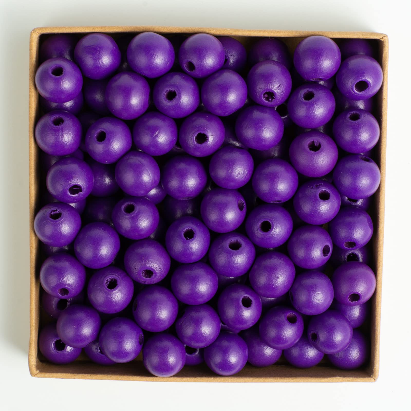 100 Pieces 16mm Natural Wood Beads for Jewelry Making & DIY Crafts - Colored Round Polished Spacer Beads, Farmhouse Home Decor (Deep Purple) - Perfect for Bracelets, Necklaces, Scrapbooking & Gift Wrapping