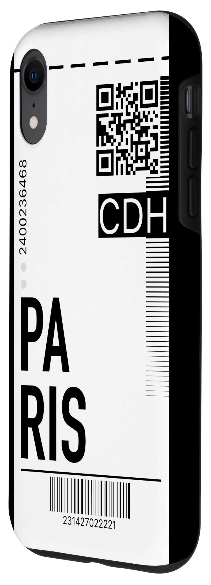 iPhone XR Paris Air Flight Ticket Phone Case - Boarding Pass Design City Black Hard Cover for Travel & Adventure Enthusiasts