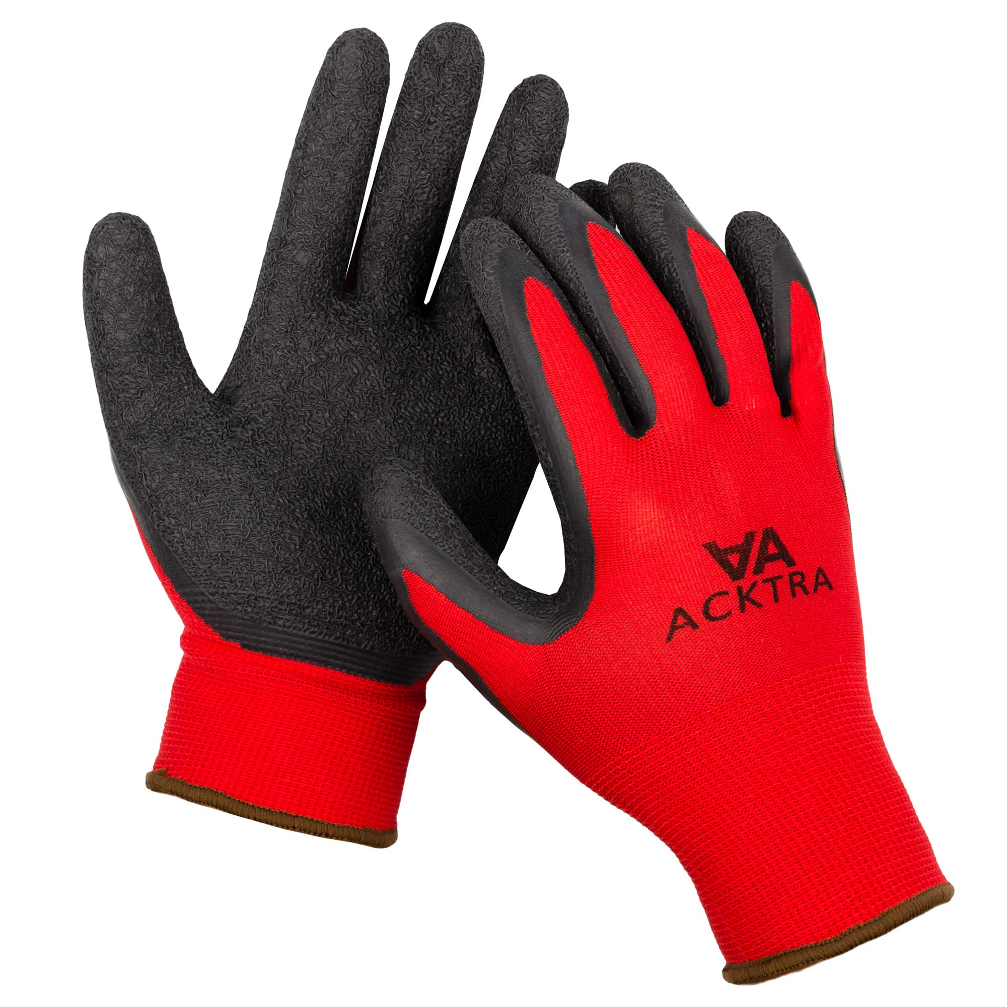 Crinkle Rubber Coated Safety Work Gloves - Heavy Duty Non-Slip Grip, Bulk Pack (WG008 RB) - Ideal for Construction, Gardening, Automotive & Warehouse Use