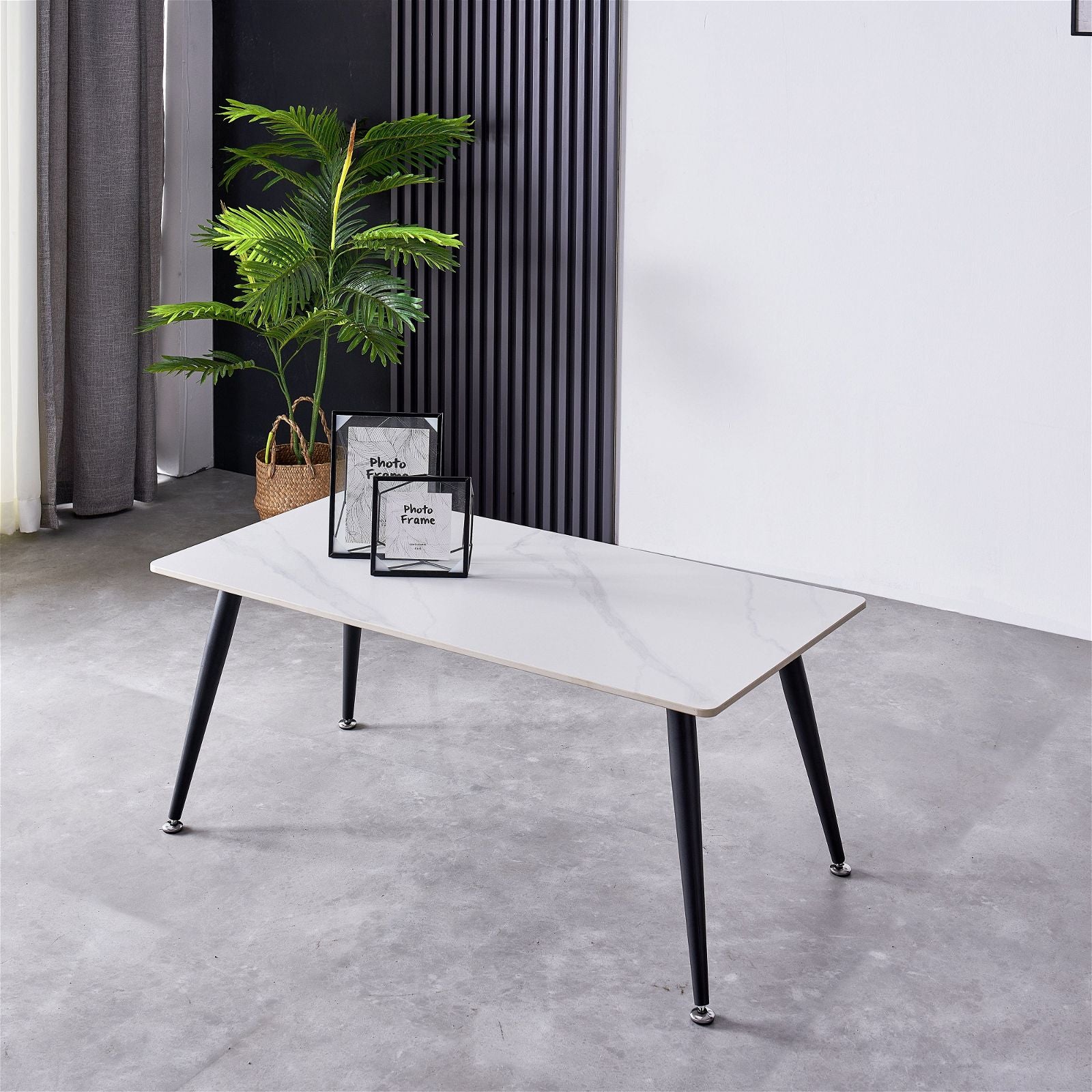 Criterionâ¢ White Sintered Stone Coffee Table with Sturdy Metal Legs - Modern Living Room Centerpiece for Home Decor