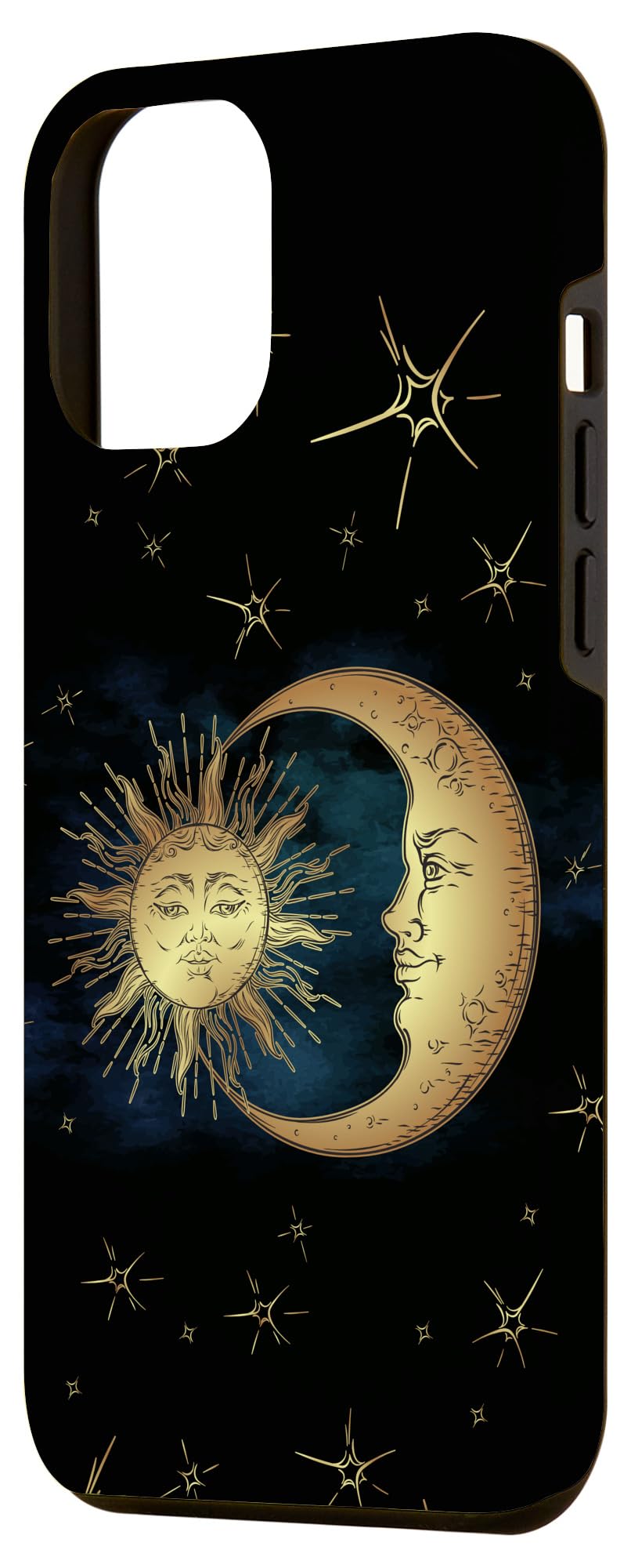 iPhone 12 Pro Max Case - Esoteric Boho Vintage Design with Sun, Moon & Stars | Protective Phone Cover for Travel, Festival & Everyday Use
