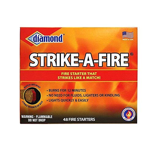 Premium Diamond Strike a Fire Fire Starter Kit - 48 Count per Box, 2 Boxes Included (Upgraded New Orange) - Perfect for Camping, Survival, Emergency Preparedness & Outdoor Adventures