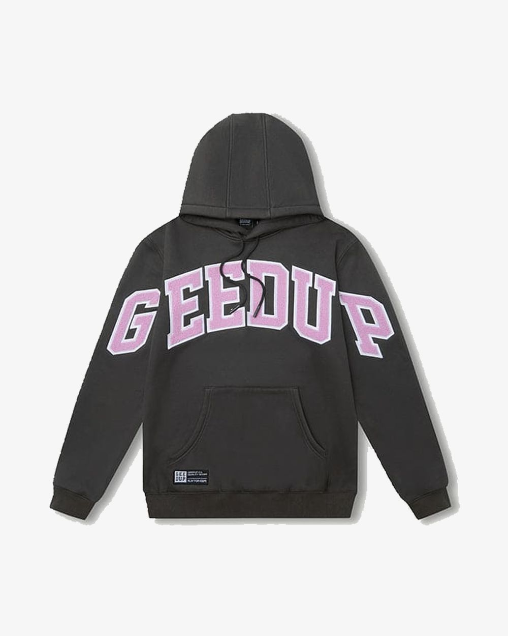 GEEDUP TEAM LOGO CHARCOAL DUSTY PINK HOODIE - Men's & Women's Pullover Sweatshirt for Streetwear Fashion & Casual Outfits