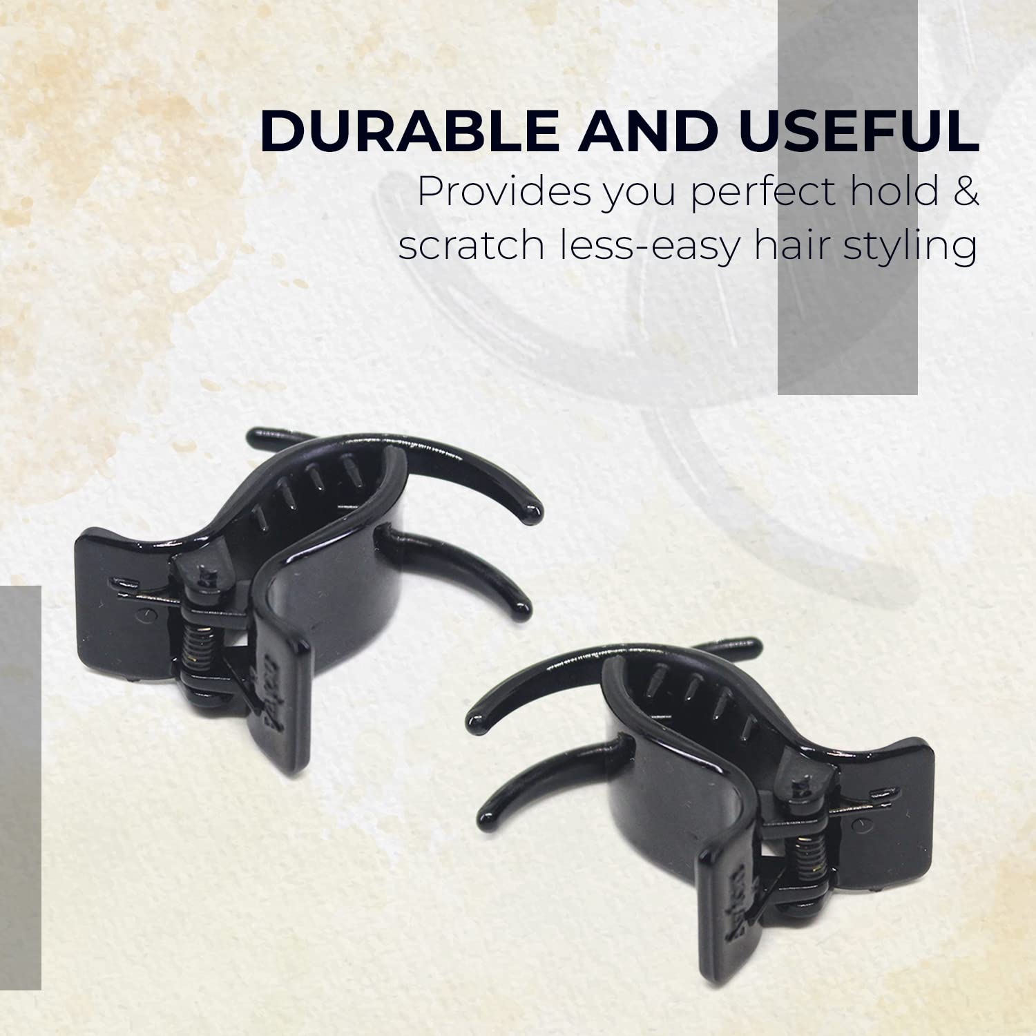 NSB Herbals Black Plastic Hair Claw Clips for Women & Girls - Medium Size Trendy Hair Clips (Pack of 6) - Perfect for Ponytails, Buns & Everyday Hairstyles