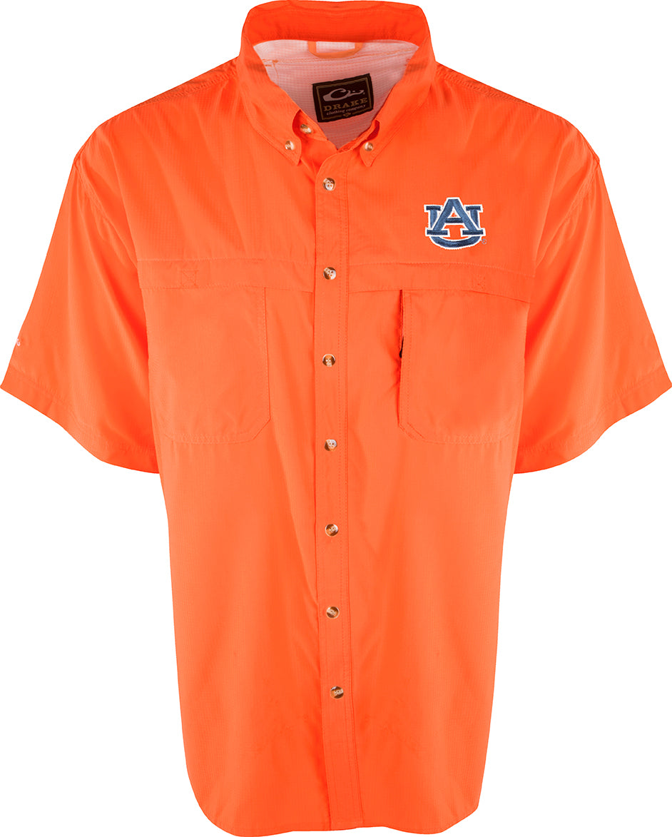 Lightweight Auburn Short Sleeve Mesh Back Shirt for Men - Breathable & Comfortable Summer Casual Wear for Outdoor Activities & Travel