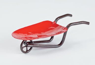 Mini Red Wheelbarrow - Metal Garden Decor for Fairy Gardens, Outdoor Planters & Home Landscaping