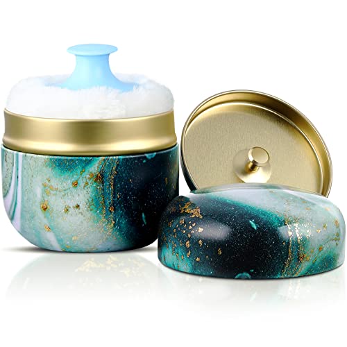 Premium Body Powder Case with Soft Powder Puff - Portable Talcum Powder Container for Baby & Adult Care - Elegant Tea Canister Design (Colorful Cypress) - Perfect for Travel, Gym & Home Use