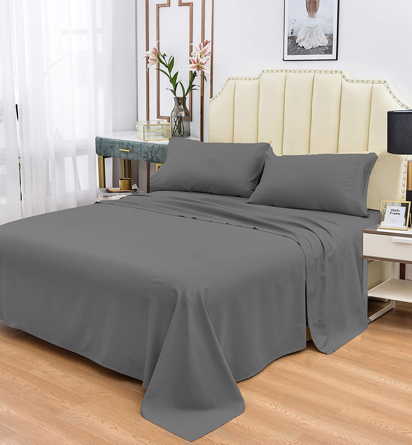 Premium 100% Cotton Waterbed Sheet Set - King/California King Size, 15