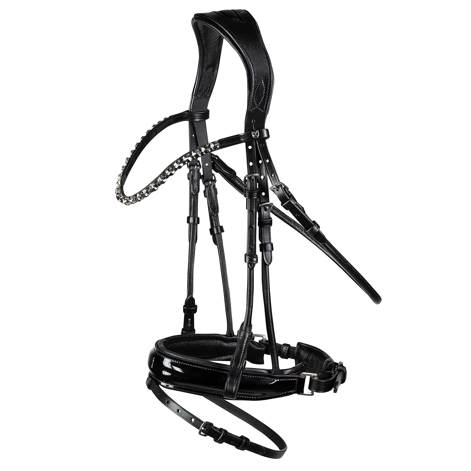 HORZE Clermont Ergonomic Padded Genuine Leather Snaffle Bridle for Horses with Flash Noseband - Black | Comfortable & Durable Equestrian Equipment for Training, Riding & Show Jumping