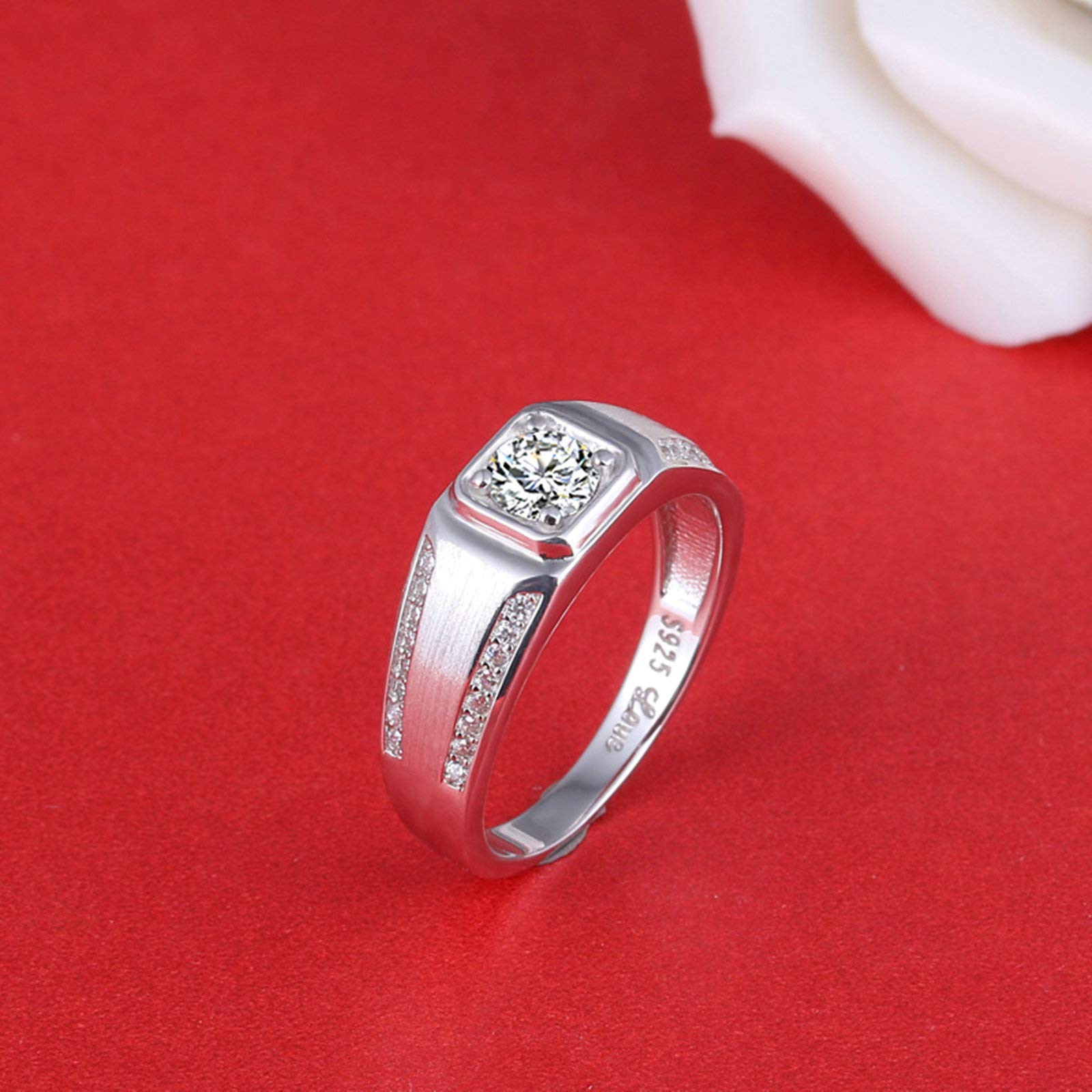 Daesar 925 Sterling Silver Wedding Rings for Men & Women – Round Brilliant Cut Cubic Zirconia White Gold Plated Bands – Perfect for Engagement, Anniversary & Couple Jewelry Gifts