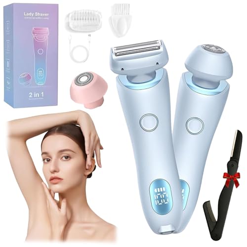Duskofficial The Glide Pro 3.0 Waterproof Electric Razor for Women - 2-in-1 Wet & Dry Shaver with Floating Heads - Painless Hair Removal for Legs, Bikini & Underarms - Rechargeable Cordless Design (Blue) - Perfect for Travel, Gym & Quick Touch-Ups
