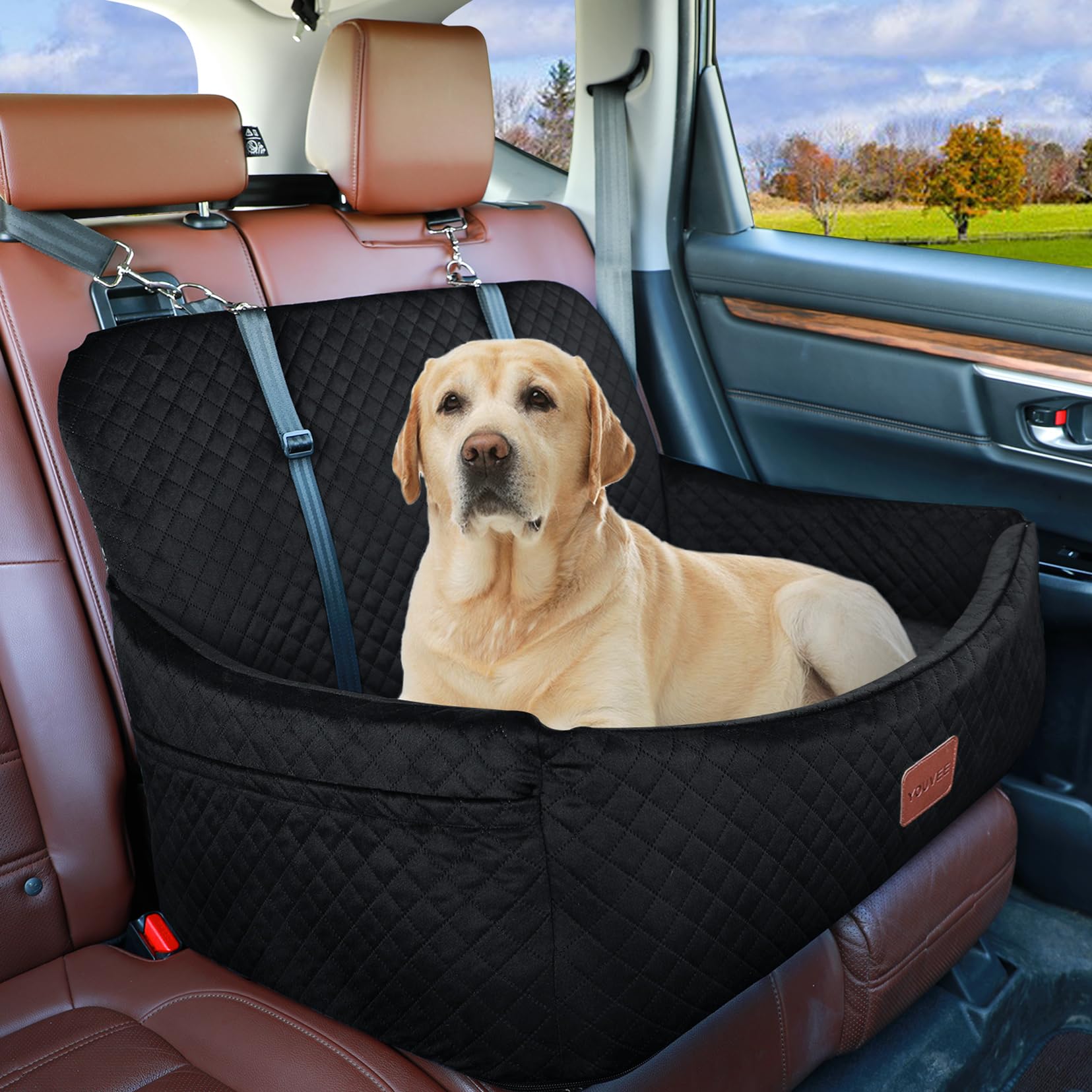 Youvee Dog Car Seat for Large & Medium Dogs - 4