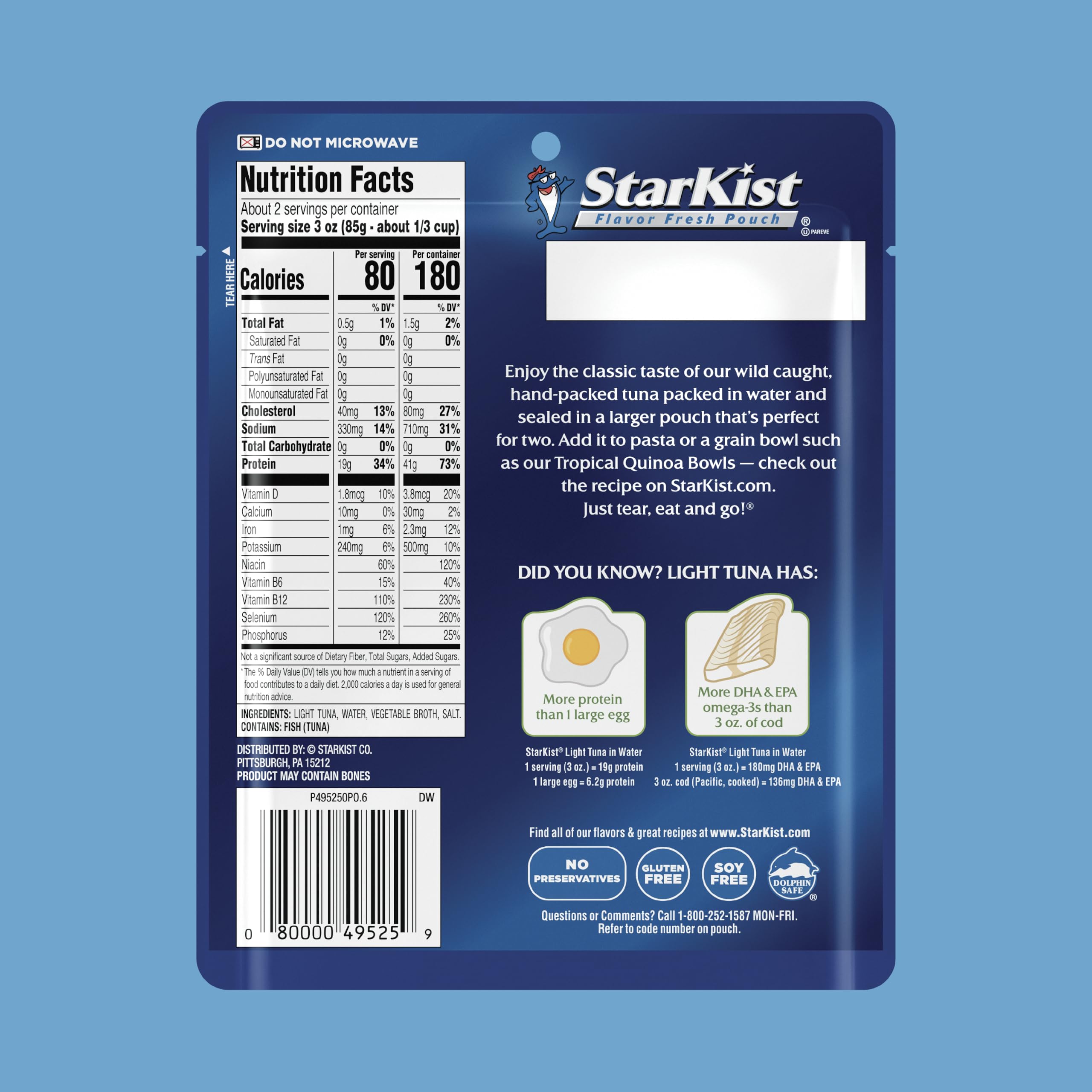 StarKist Chunk Light Tuna in Water - 6.4 Oz Pouch (Pack of 12) | High Protein, Low Mercury, Wild Caught | Perfect for Salads, Sandwiches & Emergency Food Storage