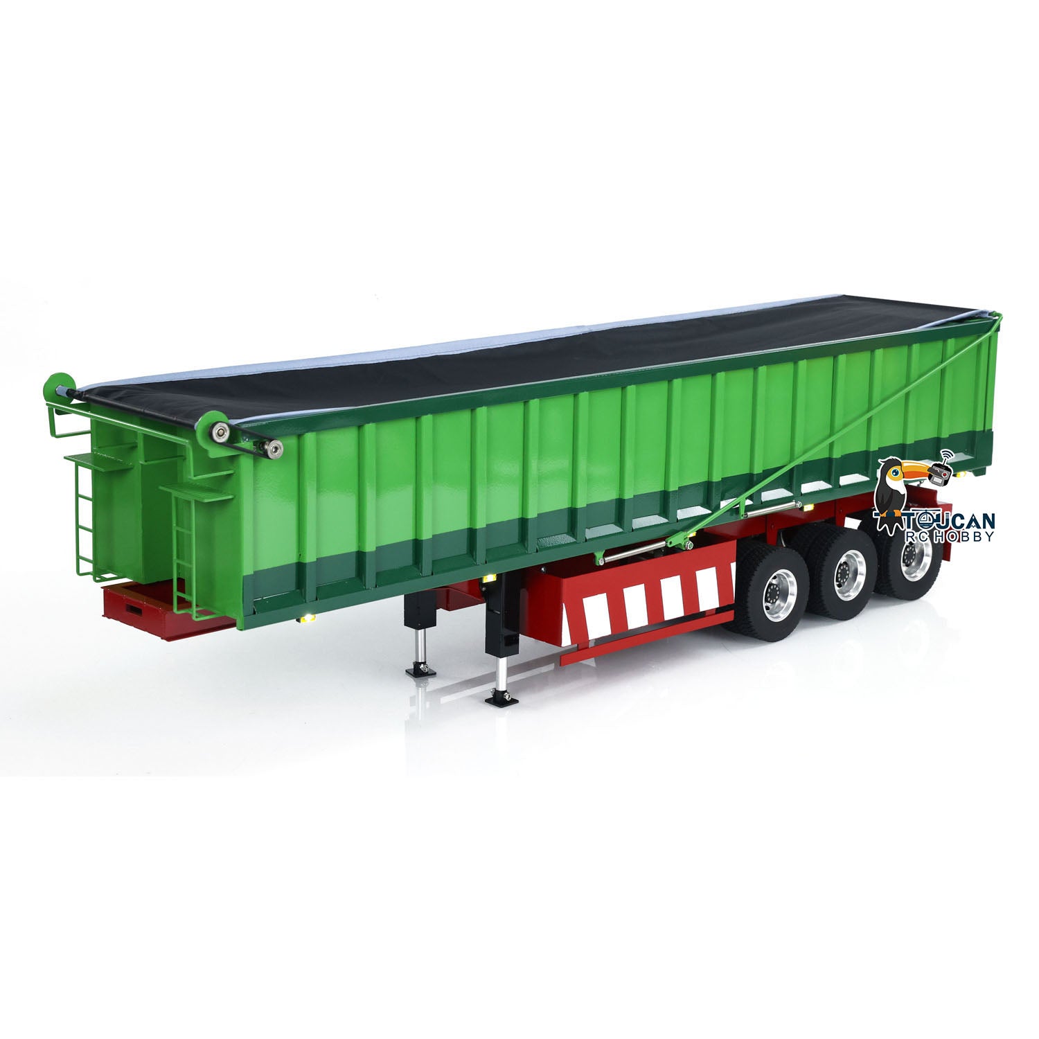 1/14 Scale Metal 3-Axle Hydraulic RC Dump Truck with Electric Awning - Remote Control Construction Tractor Trailer for Adults & Kids (Painted & Assembled) - Perfect for Construction Site Play, Collecting, and RC Truck Racing