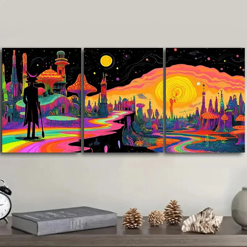 3-Piece Strange Place Wall Art Set - Framed Canvas Prints 40x60cm - High Quality Australian Made Wall Decor - Perfect for Living Room, Bedroom & Office Decor