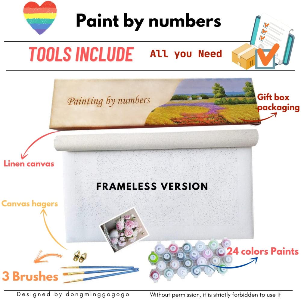 SYSMYXGS Easy Paint by Numbers Kit for Adults Beginners - DIY Acrylic Painting Set with Paints & Brushes on Oil Canvas - Thomas Gainsborough 'Girl with A Book in Park' Art - Perfect Home Decor Gift for Women, Relaxing Hobby & Wall Art for Living Room, Bedroom