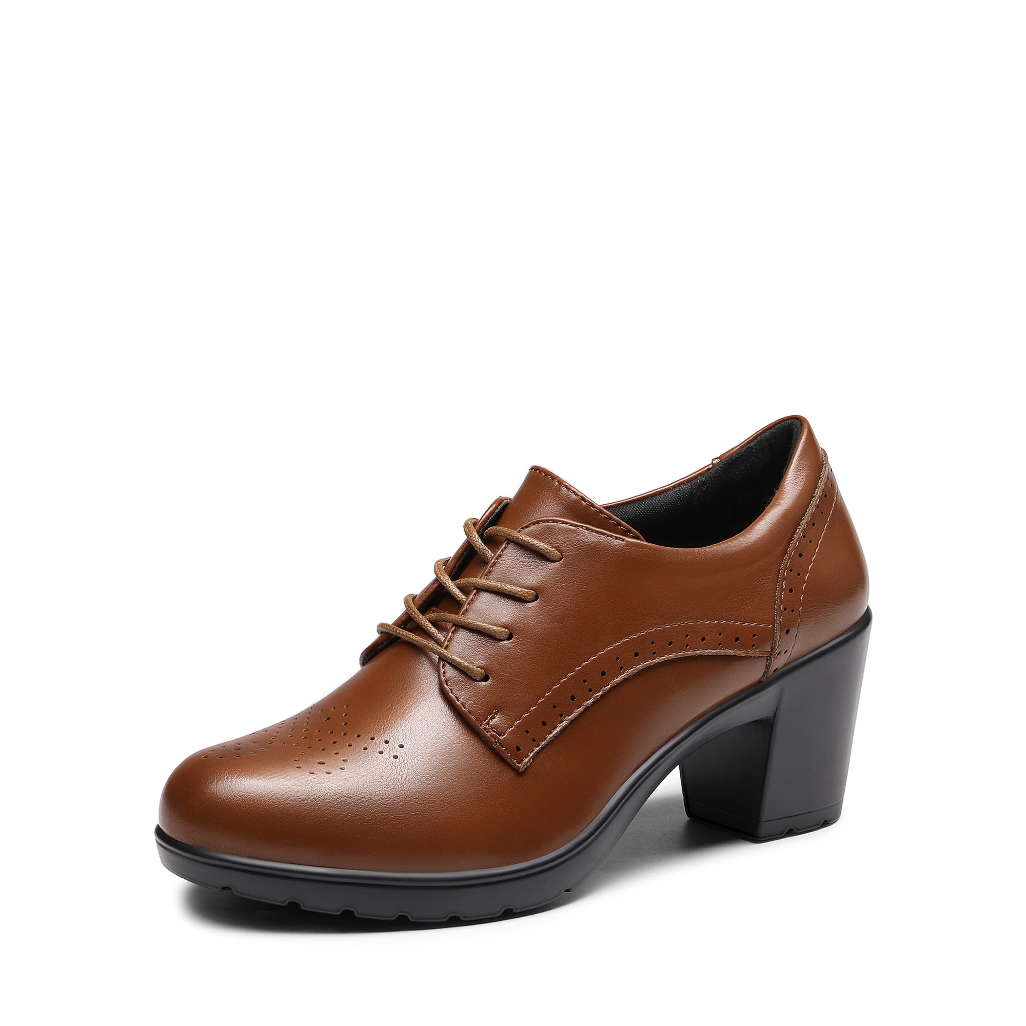 DREAM PAIRS Women's Chunky Heel Oxford Shoes - Pointed Toe High Heels for Work, Office & Formal Occasions | Comfortable & Stylish Dress Shoes for Women